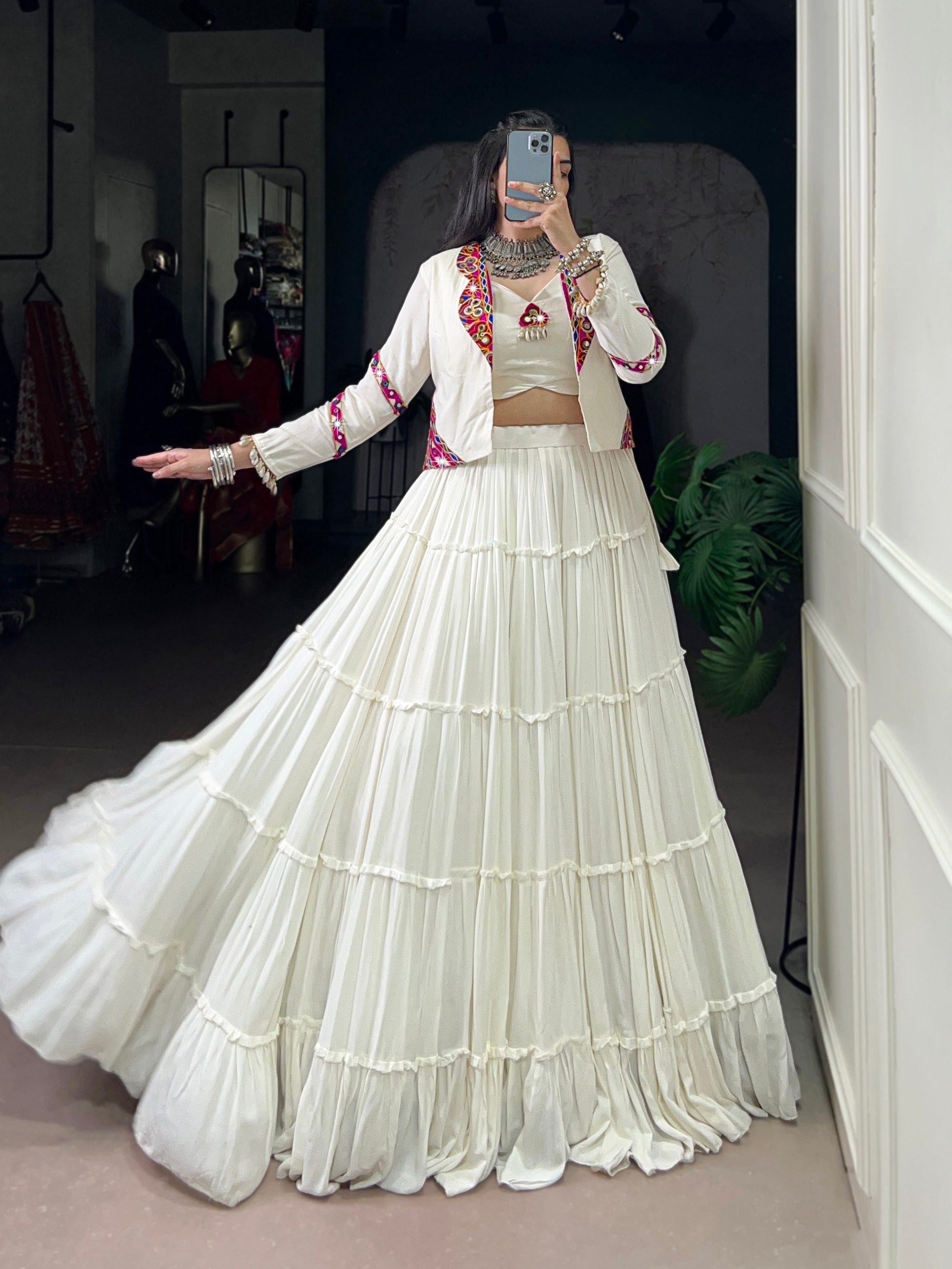 Saanvi Rayon Gamthi Mirror Lehenga Choli