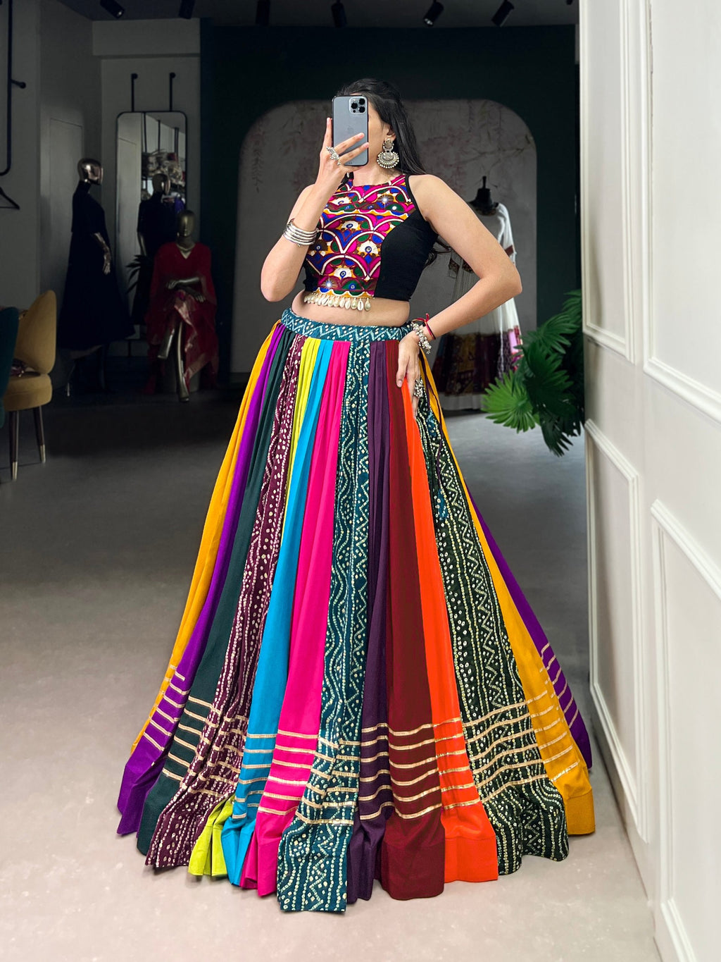 Pihu Rayon Printed Gota Patti Lehenga Choli