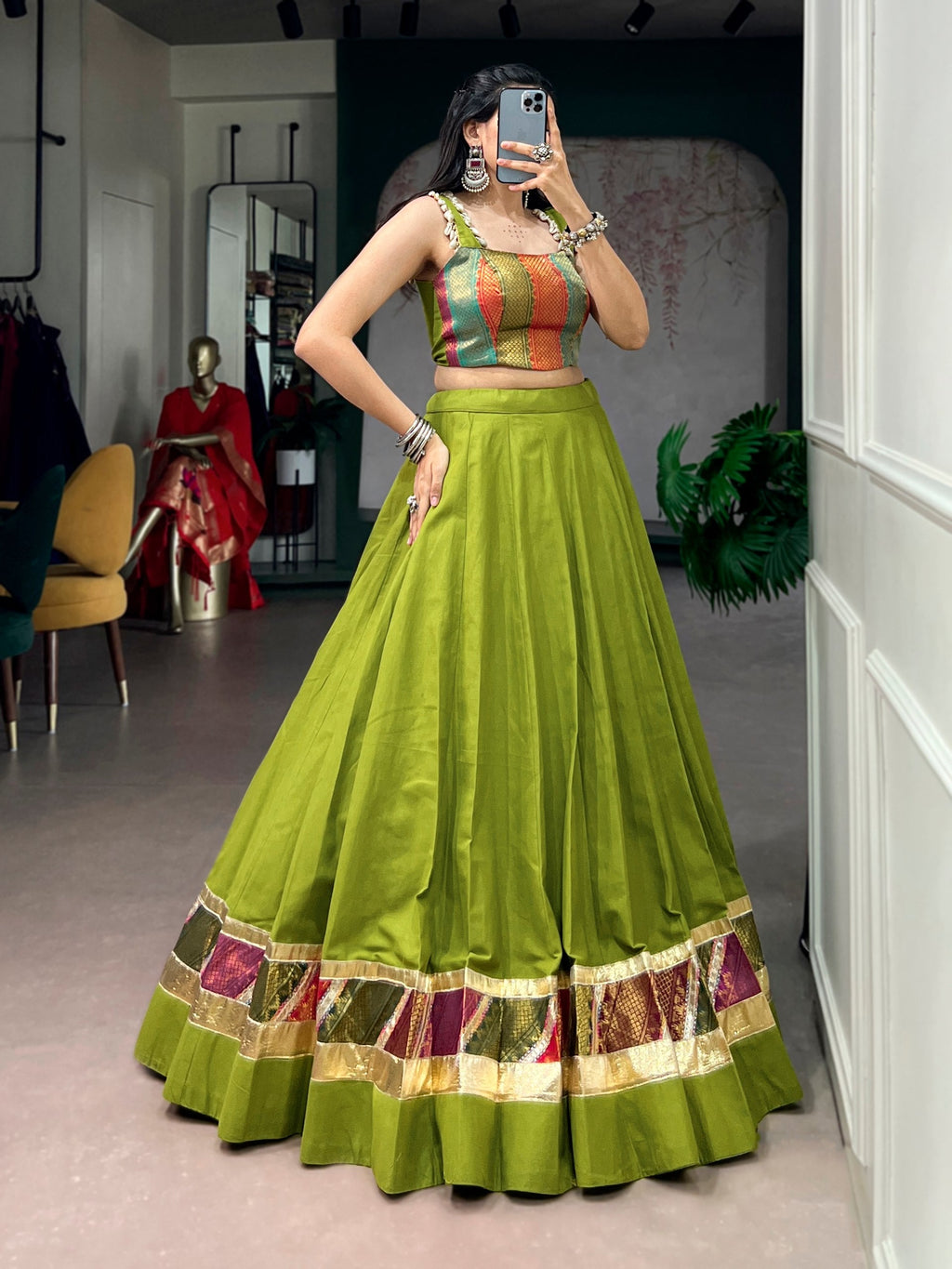 Anvika Cotton Zari Weaving Lehenga Choli