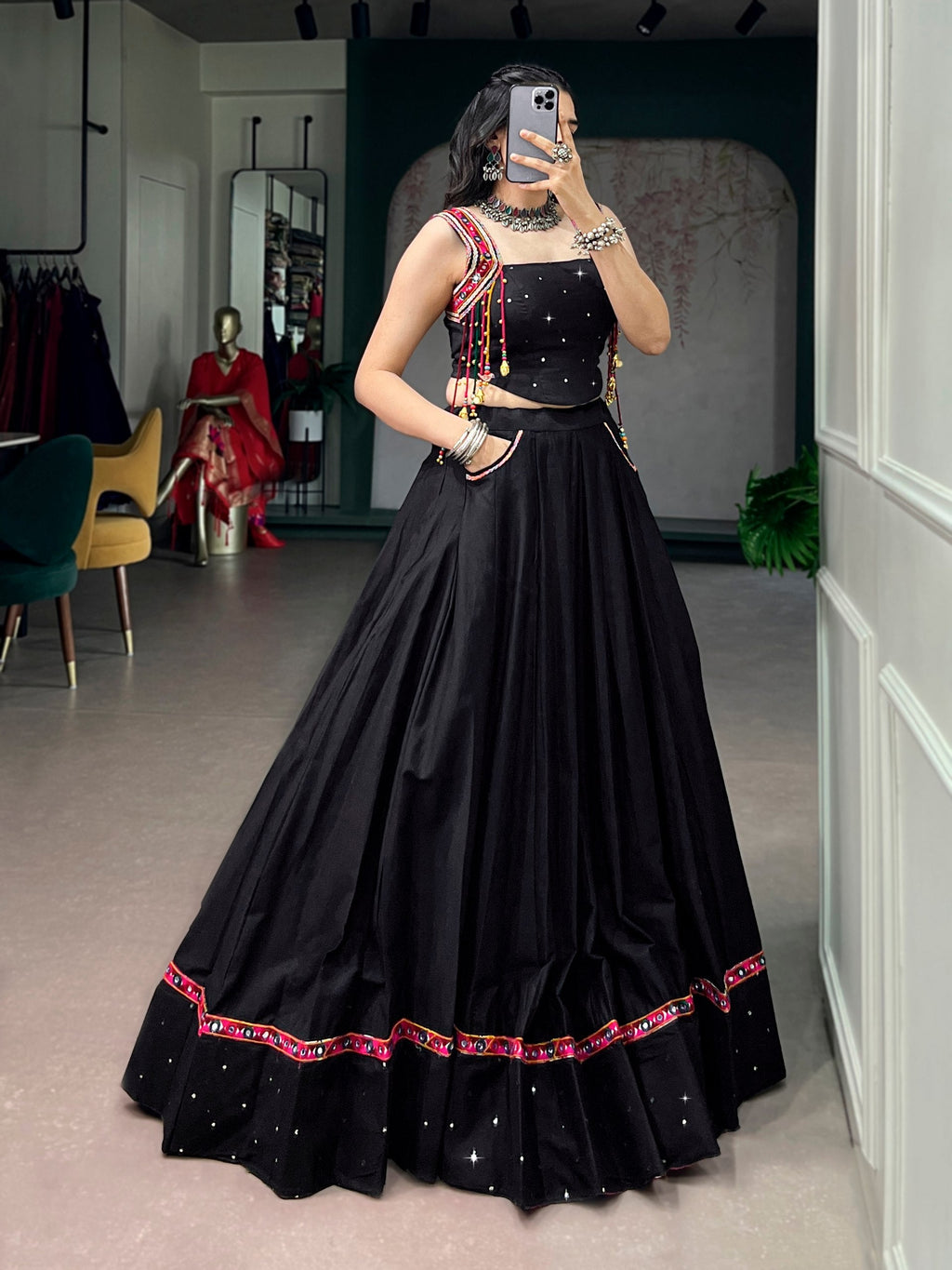 Avisha Pure Cotton Mirror Work Lehenga Choli