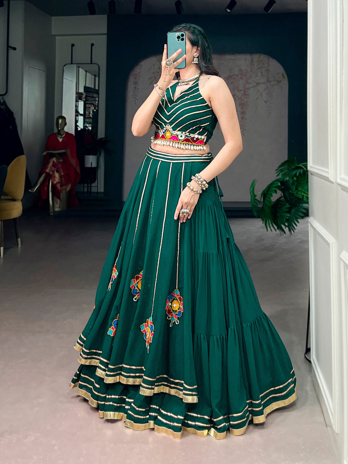 Sharanya Gamthi Mirror Work Lehenga Choli