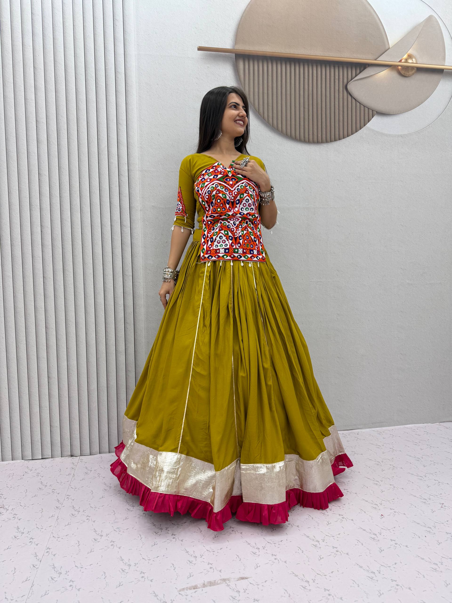 Vaidehi Pure Cotton Gamthi Mirror Lehenga Choli
