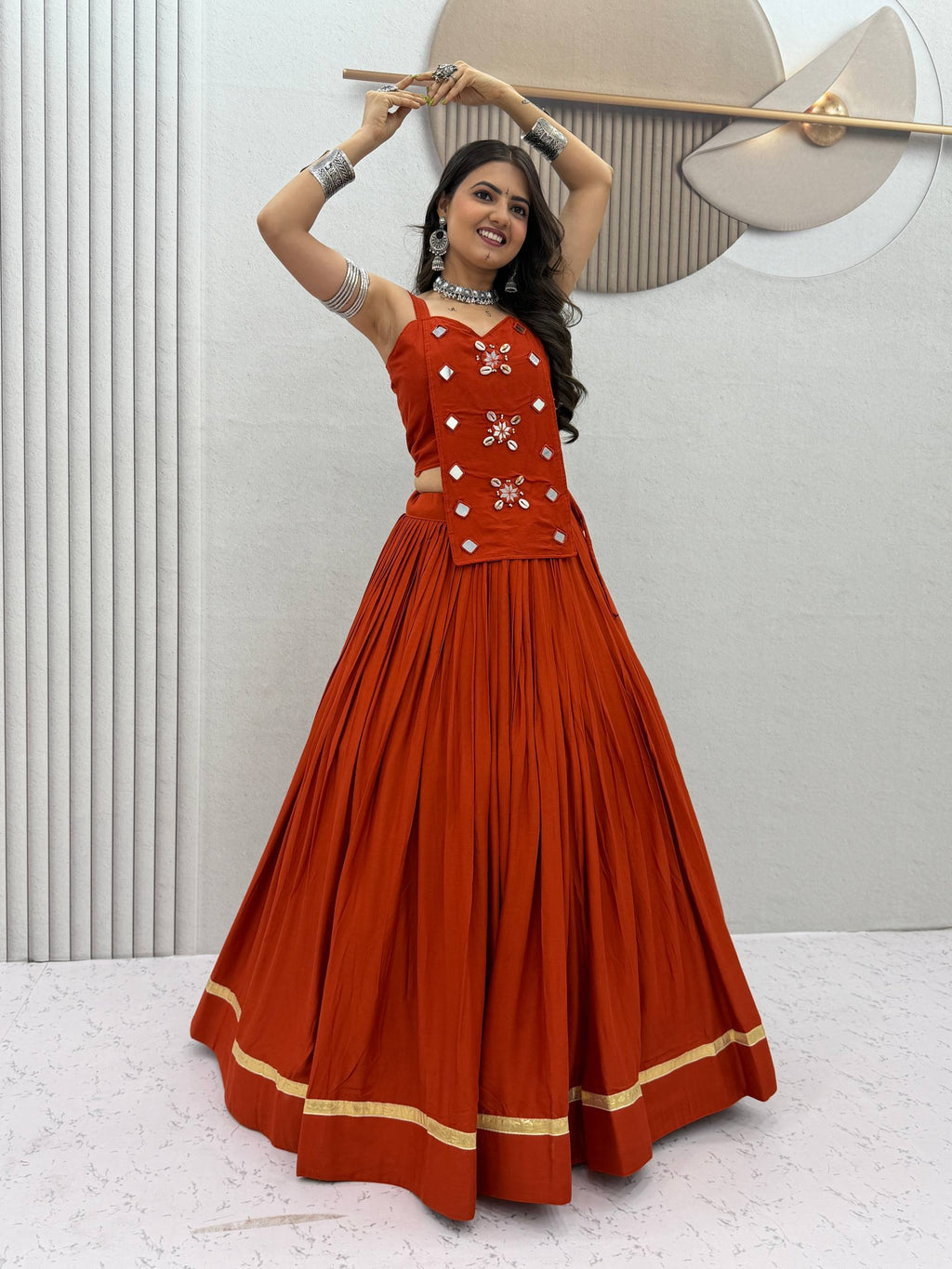 Sharvika Pure Cotton Kodi Mirror Lehenga Choli