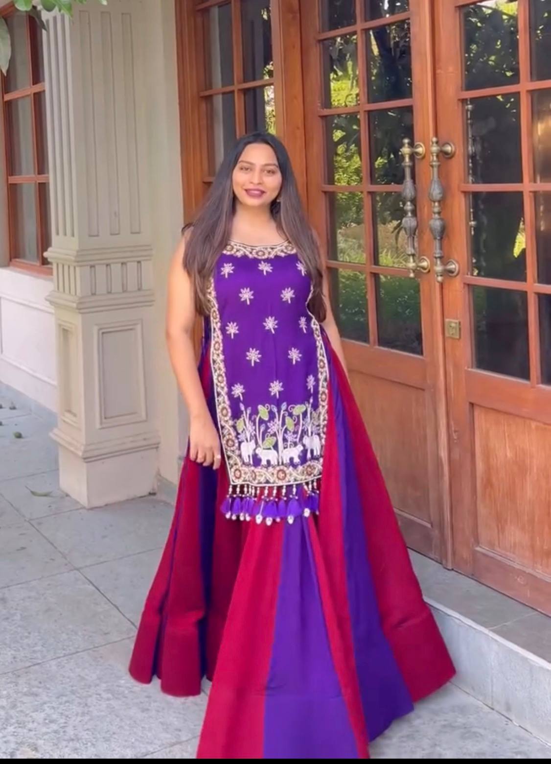 Reyanshi Vichitra Silk Heavy Thread Shrug Lehenga Choli