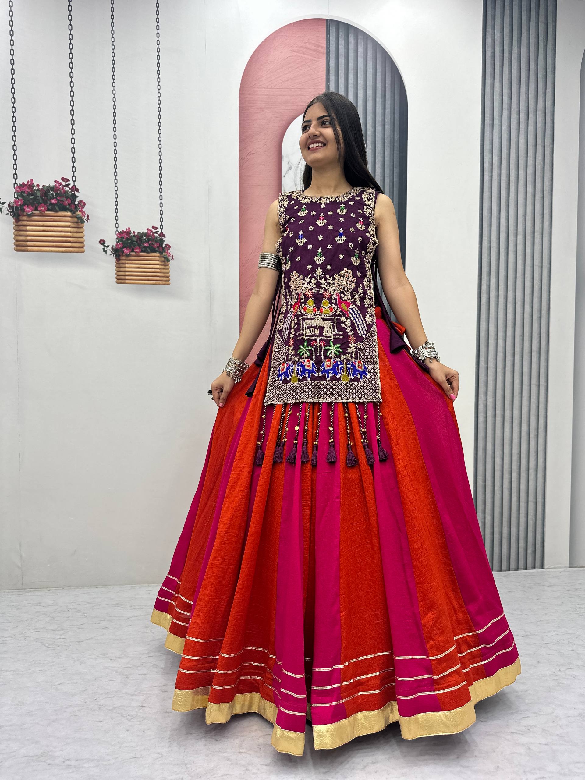 Sharvani Vichitra Silk Heavy Thread Shrug Lehenga Choli