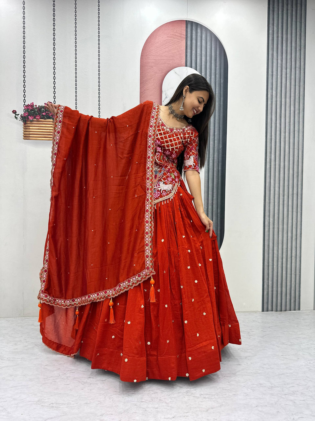 Aadhira Vichitra Silk Embroidery Sequin Lehenga Choli