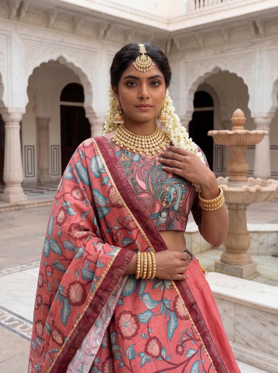 Aadhvika Chent Crep Kalamkari Lehenga Choli