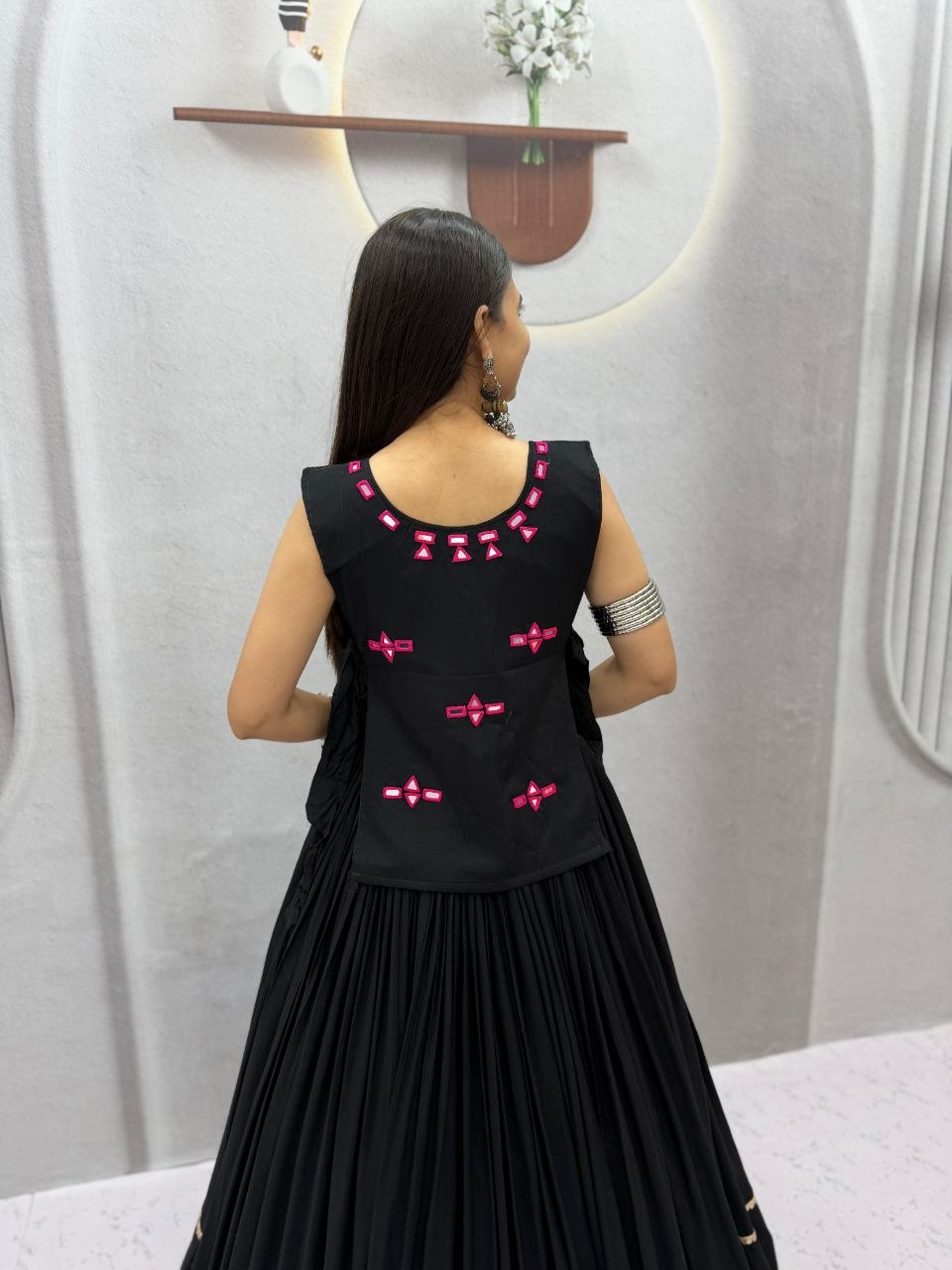Aashvika Rion Cotton Real Mirror Work Jacket Lehenga Choli