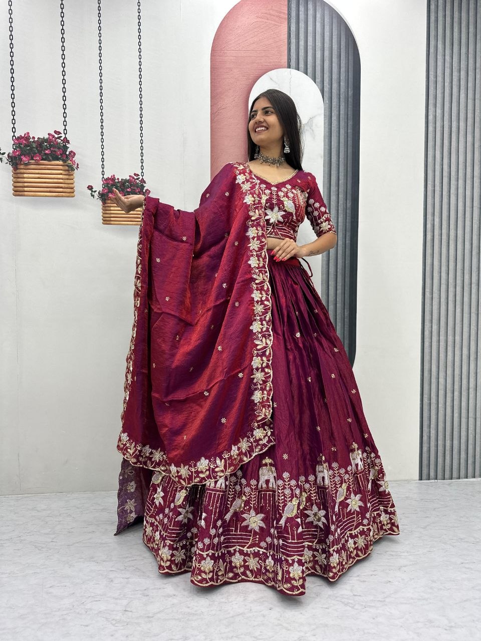 Zareen To Glass Silk Embroidery Lehenga Choli