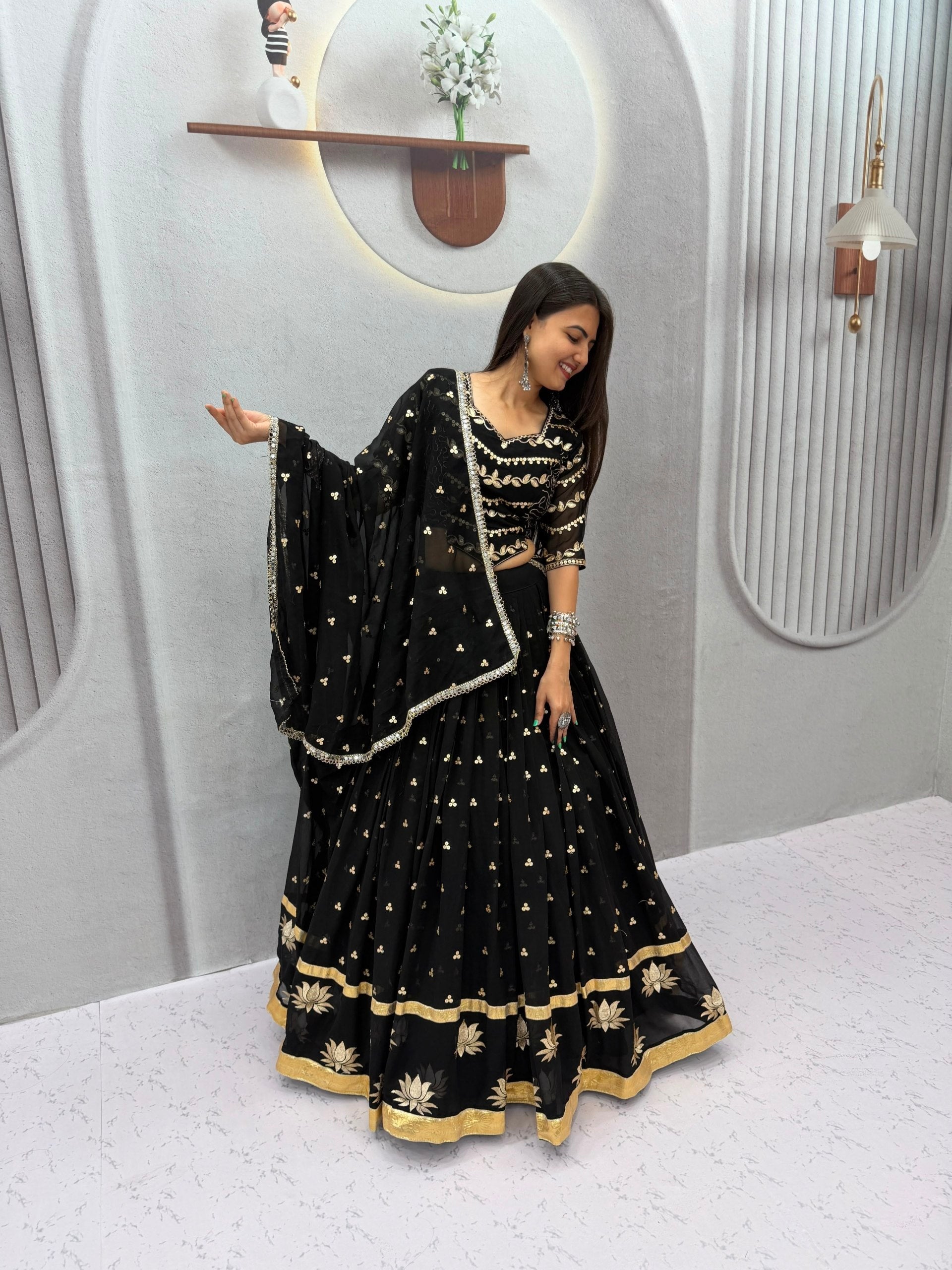 Inzara Fox Georgette Embroidery Lehenga Choli