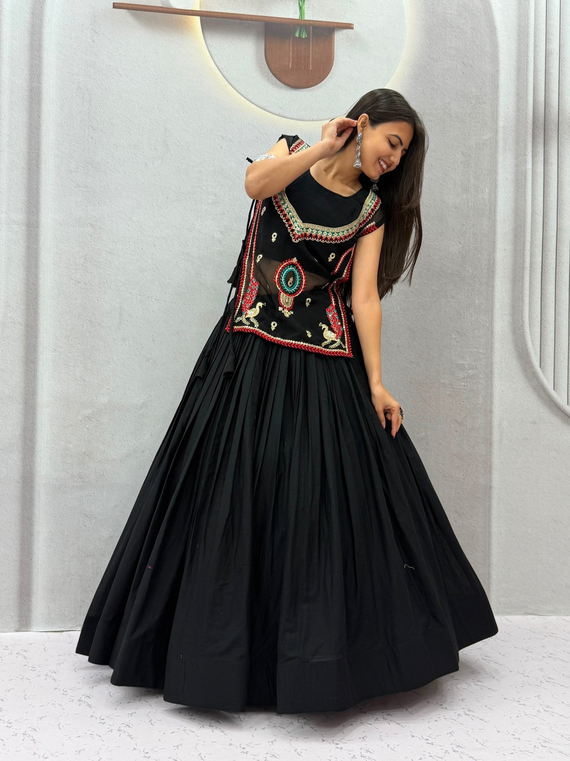 Eshwari Pure Khadi Cotton Embroidery Shrug Lehenga Choli