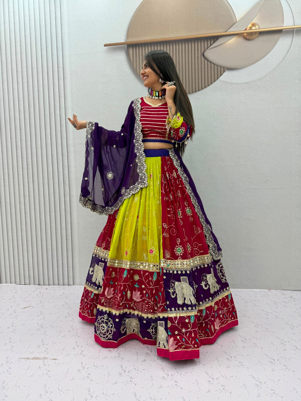 Ruhanika Fox Georgette Mirror Work Lehenga Choli