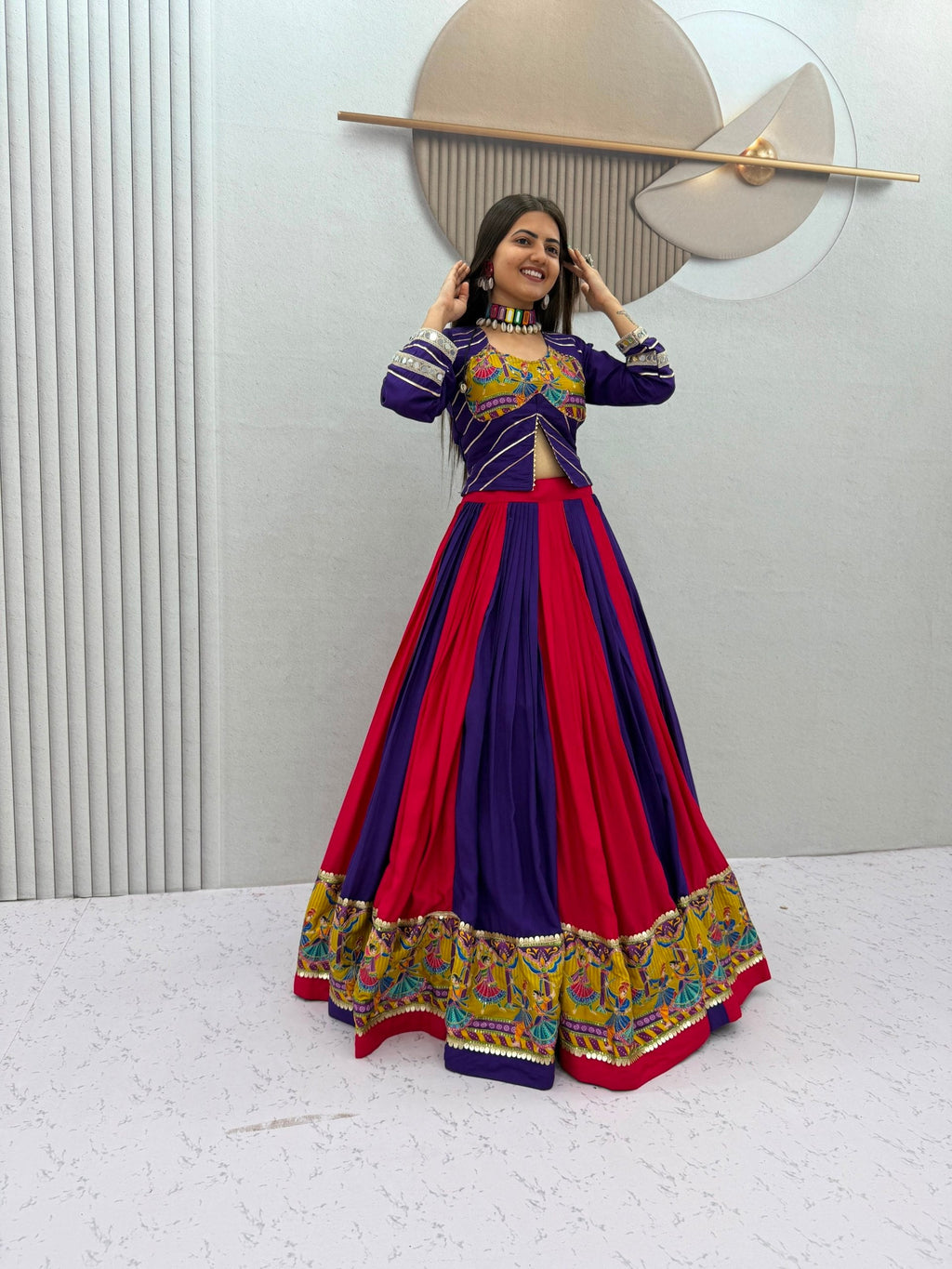 Samyukta Rion Cotton Mirror Work Lehenga Choli
