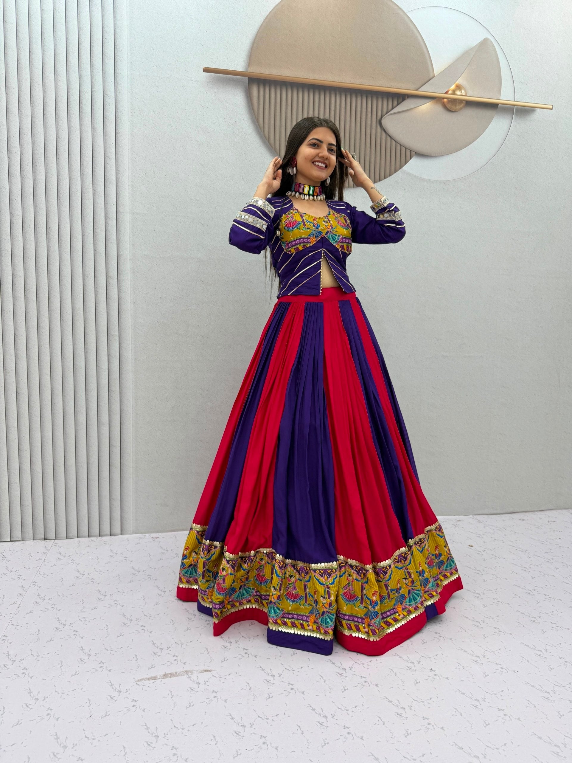 Samyukta Rion Cotton Mirror Work Lehenga Choli