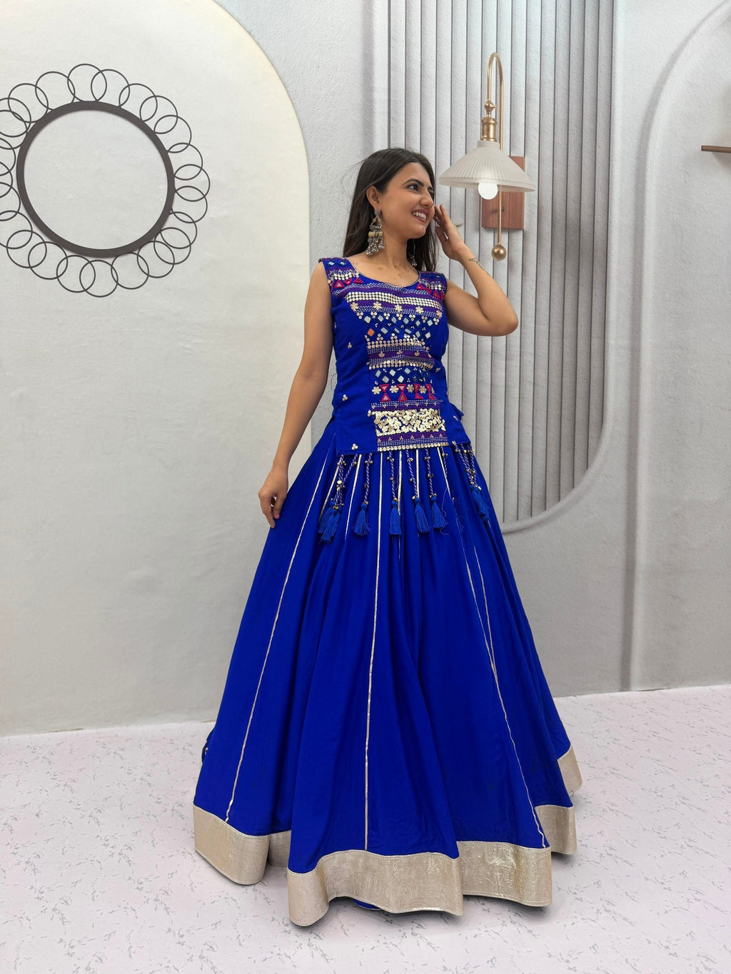 Arohi Pure Cotton Mirror Work Lehenga Choli