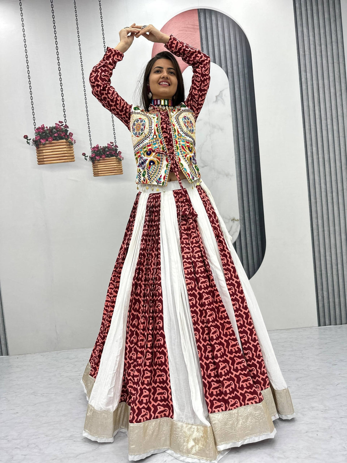 Saanvika Pure Cotton Gamathi Work Lehenga Choli