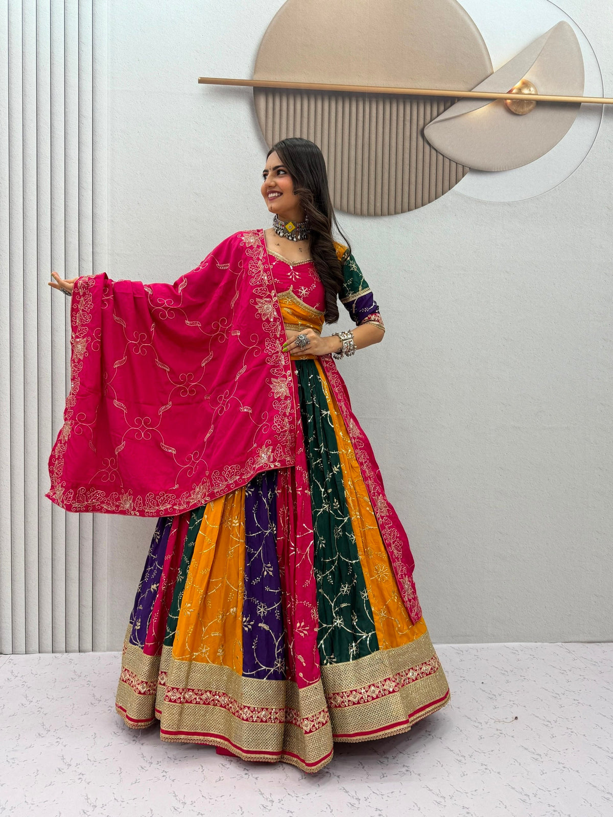 Tanirika Milky Silk Embroidery Lehenga Choli