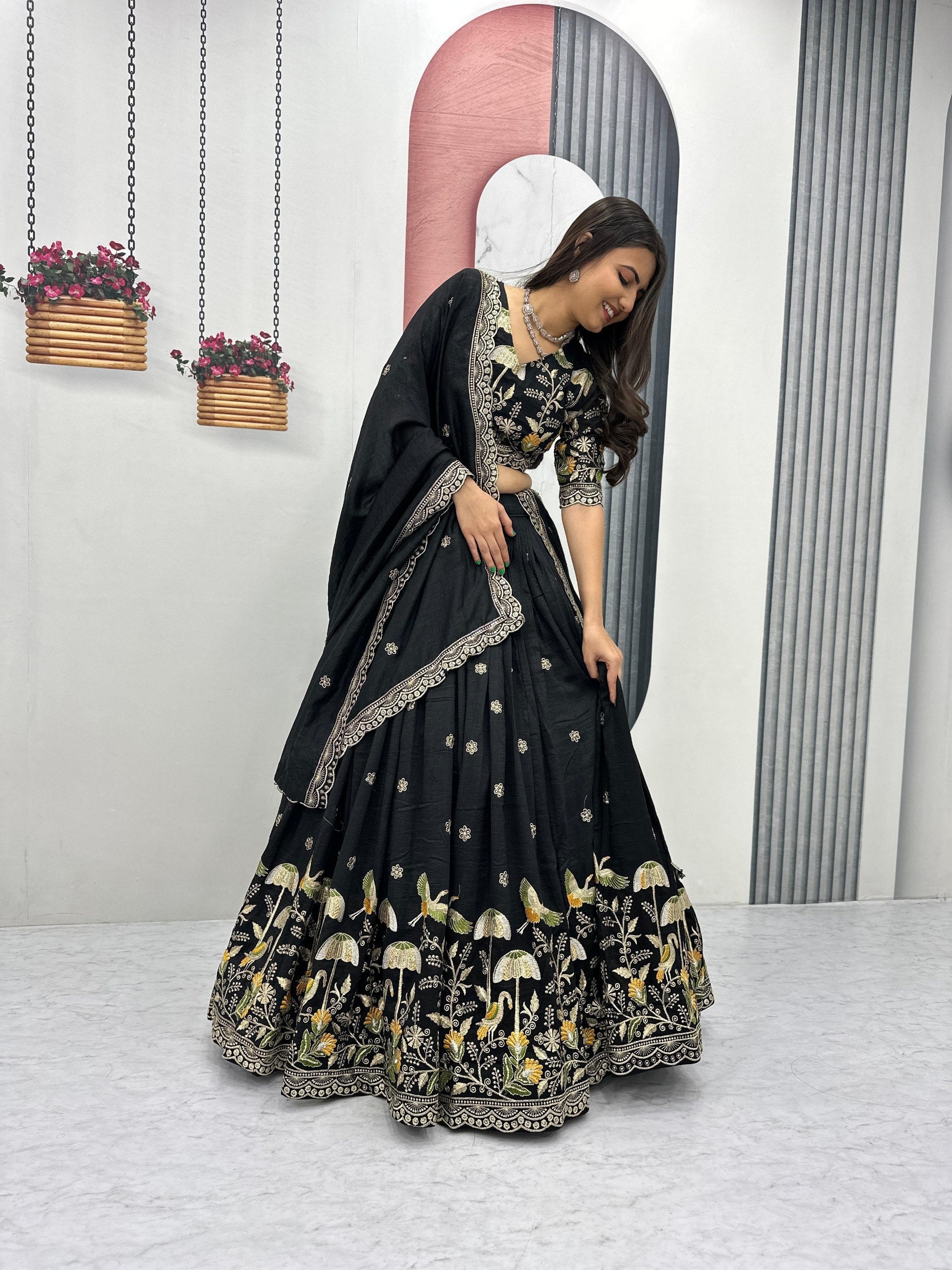 Prishaana Vichitra Silk Heavy Embroidery Lehenga Choli