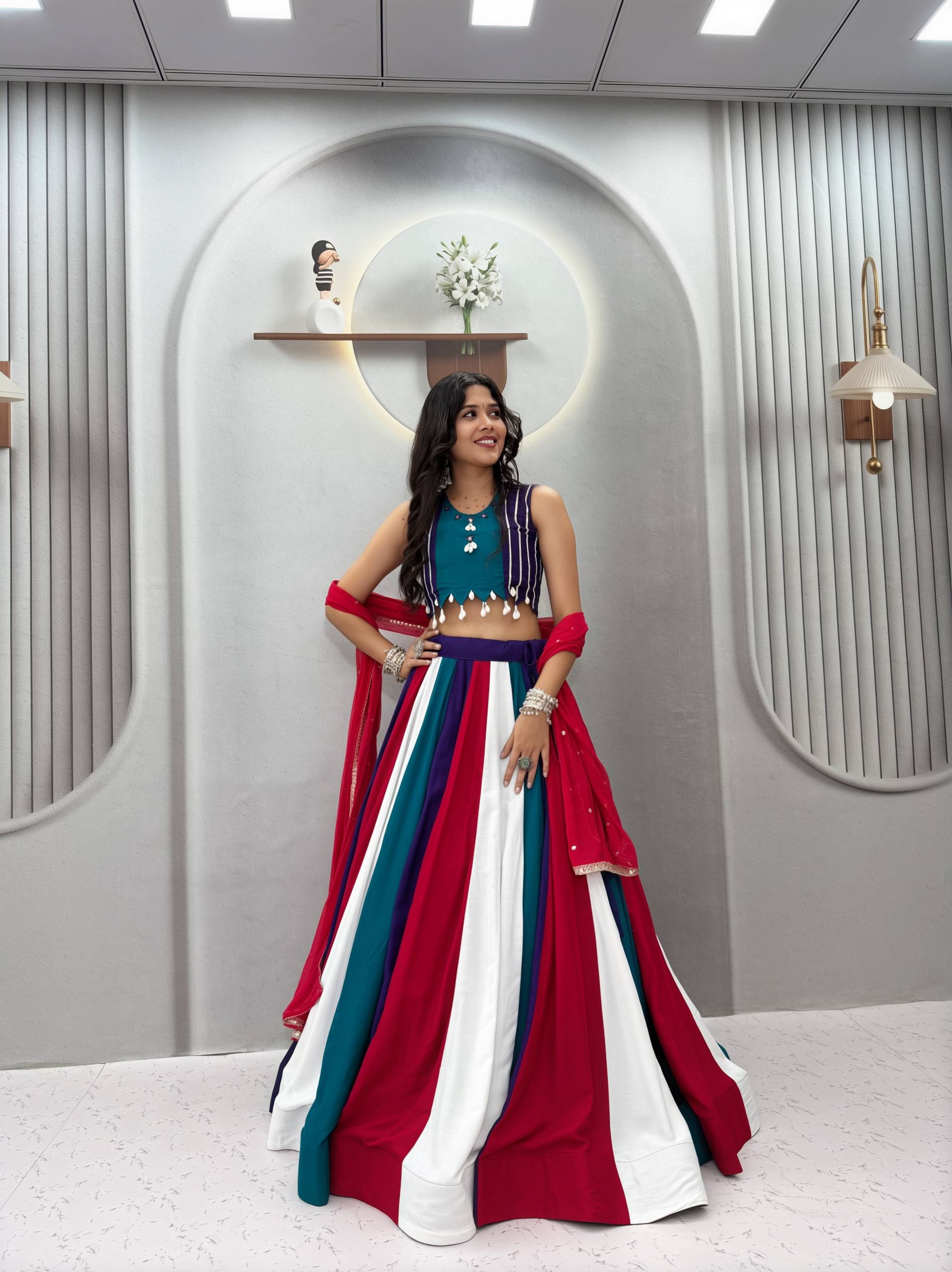 Aadhyani Pure Cotton Mirror Work Lehenga Choli