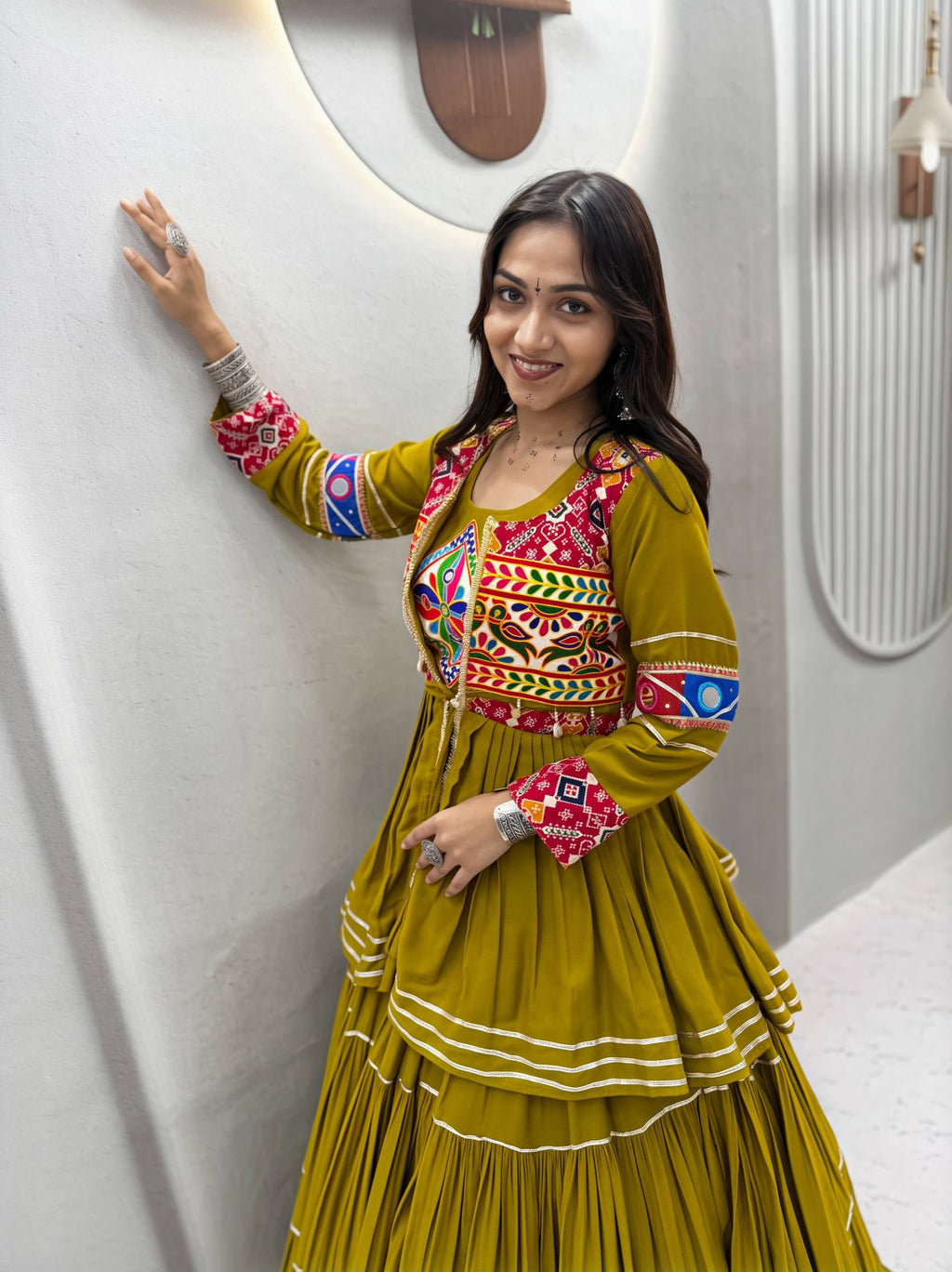 Anayra Pure Cotton Gamthi Mirror Lehenga Choli