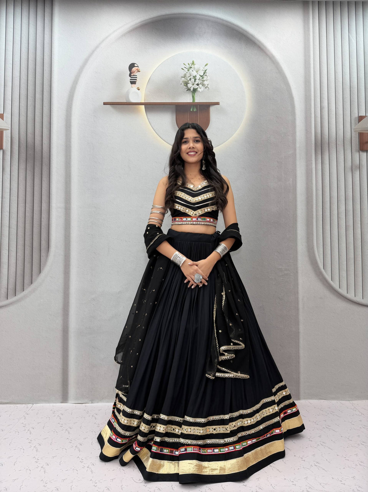 Nandini Pure Cotton Gamthi Mirror Lehenga Choli