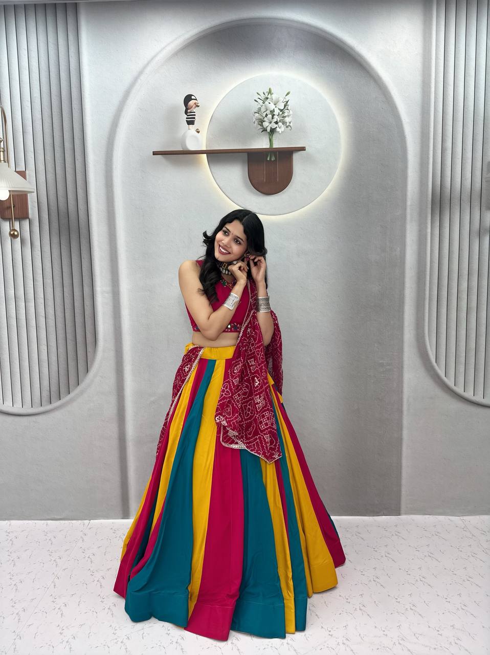 Trishala Pure Cotton Multicolour Kali Lehenga Choli