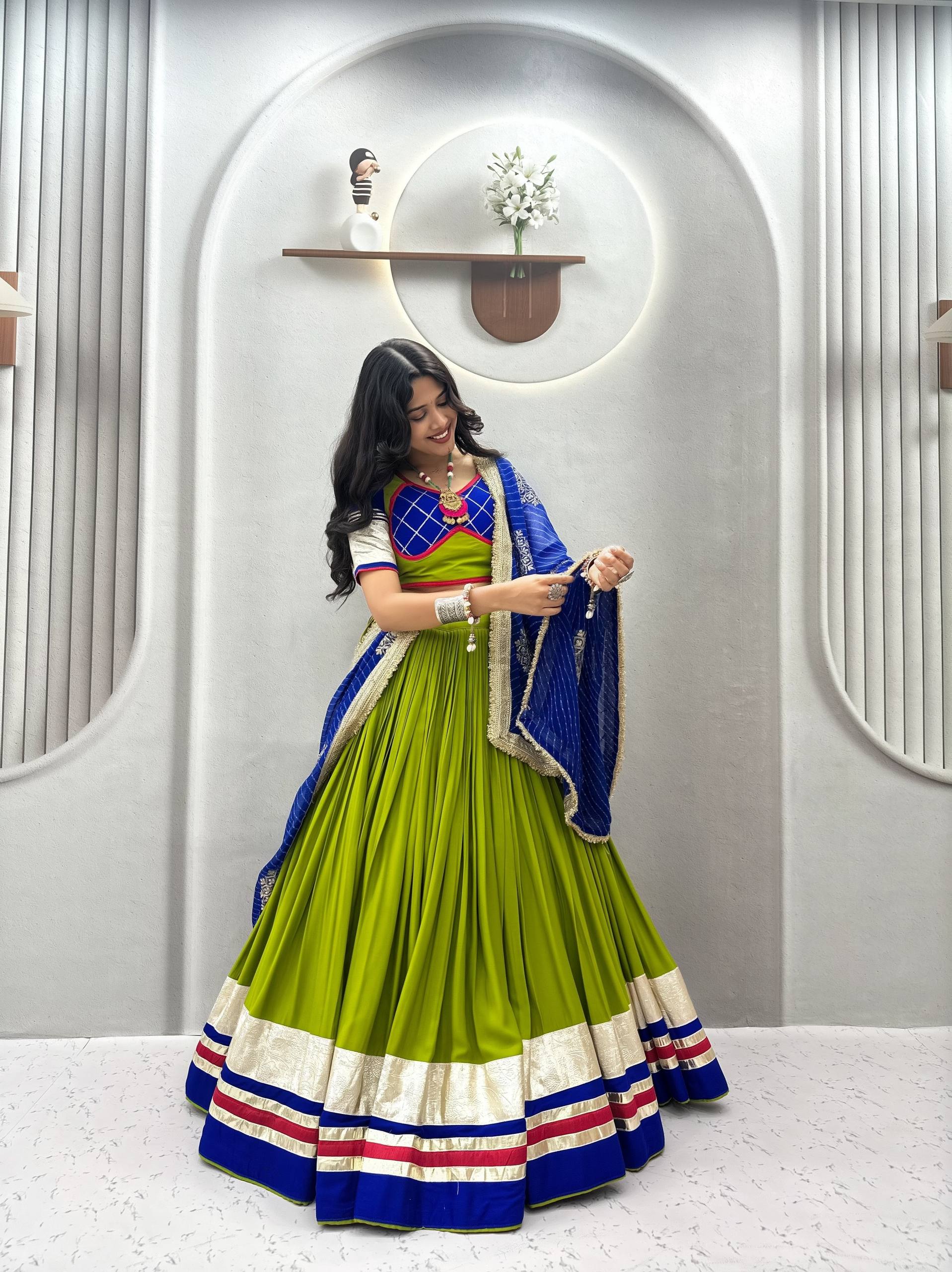 Harini Pure Cotton Heavy Ribbon Work Lehenga Choli