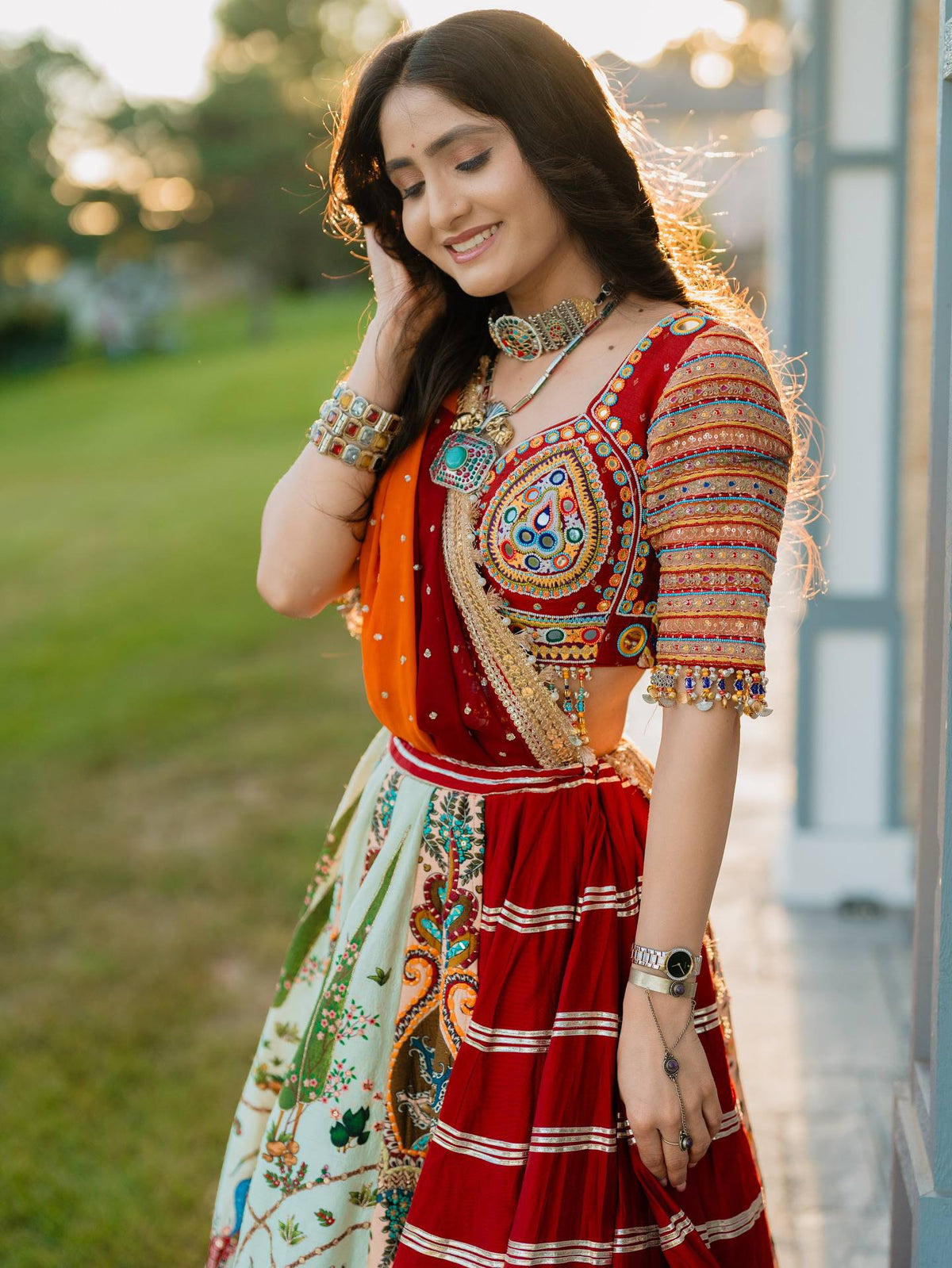 NAZISH MIRROR WORK LEHENGA CHOLI