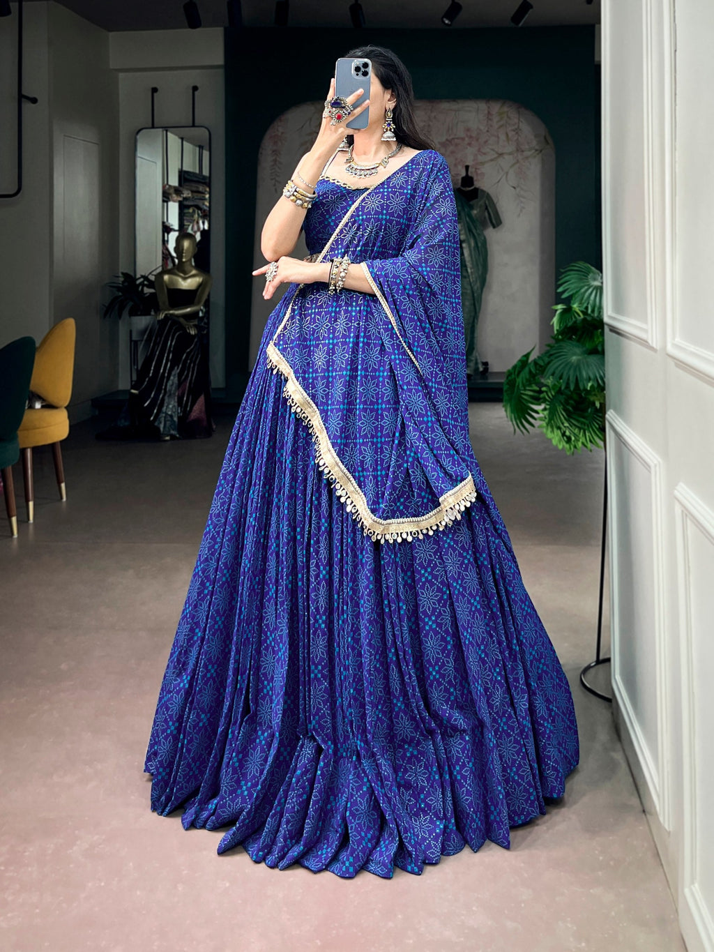 Anaya Royal Blue Georgette Lehenga