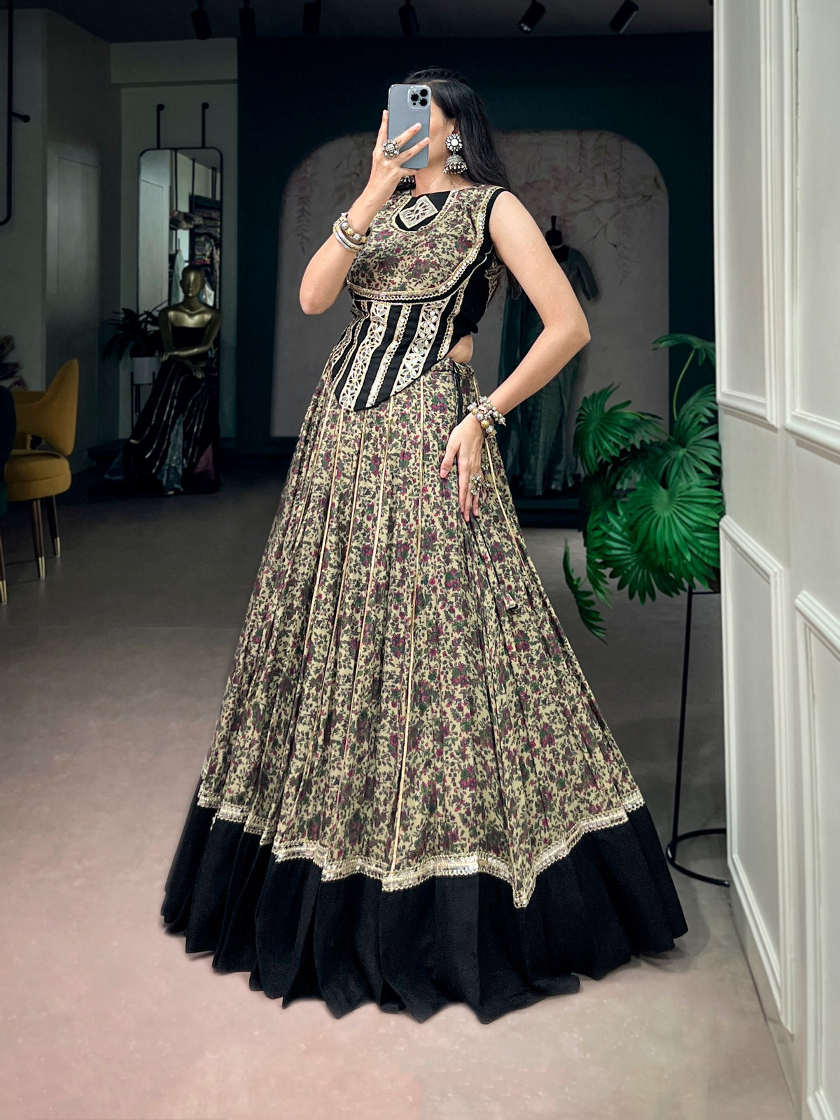 Siya Polyester Viscose Chanderi Lehenga