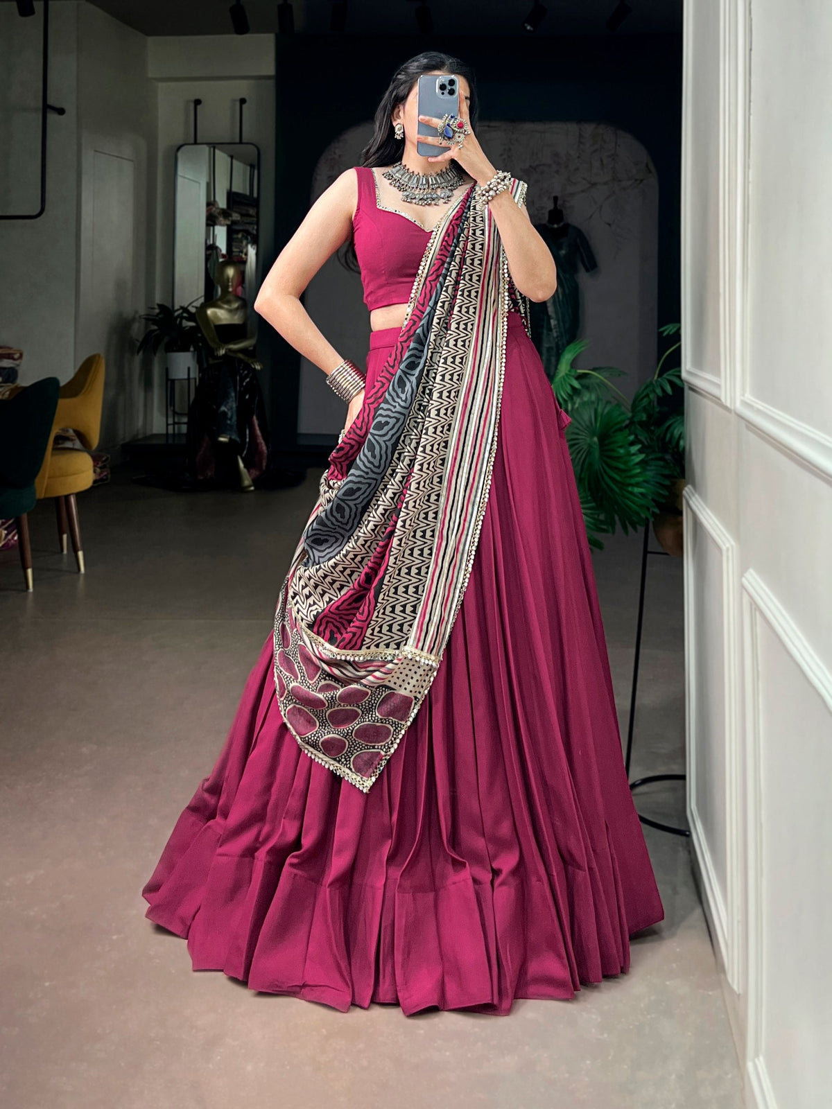 Ishita Rayon Mirror Lace Lehenga Choli