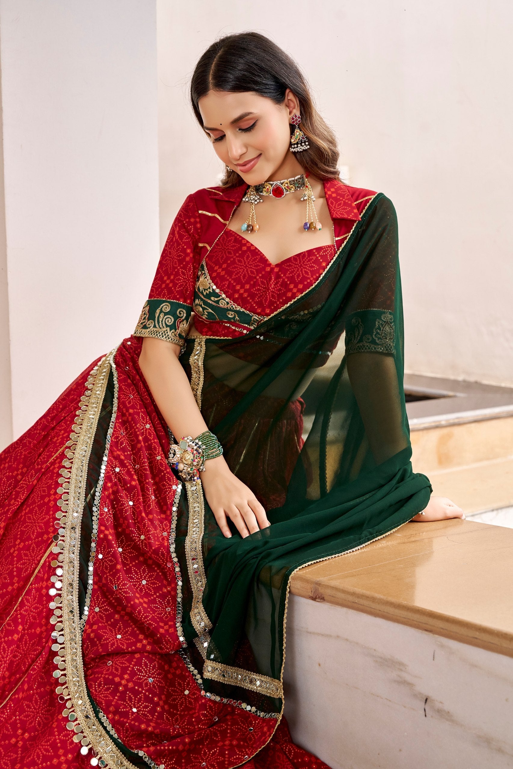 Shanaya Georgette Bandhej Lehenga Choli