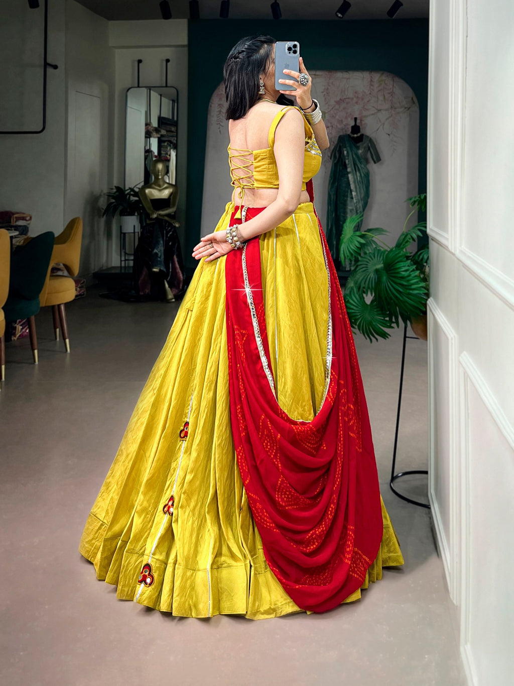 Nandini Chanderi Mirror Gamthi Lehenga Choli