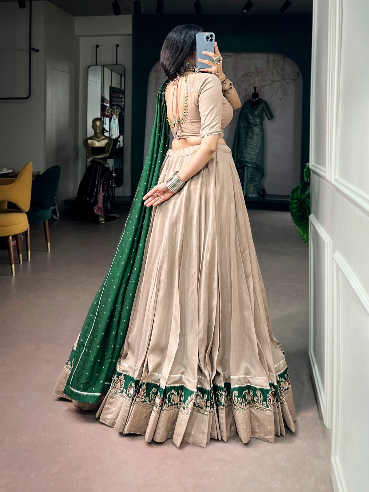 Mahika Chanderi Ghughri Mirror Lehenga Choli