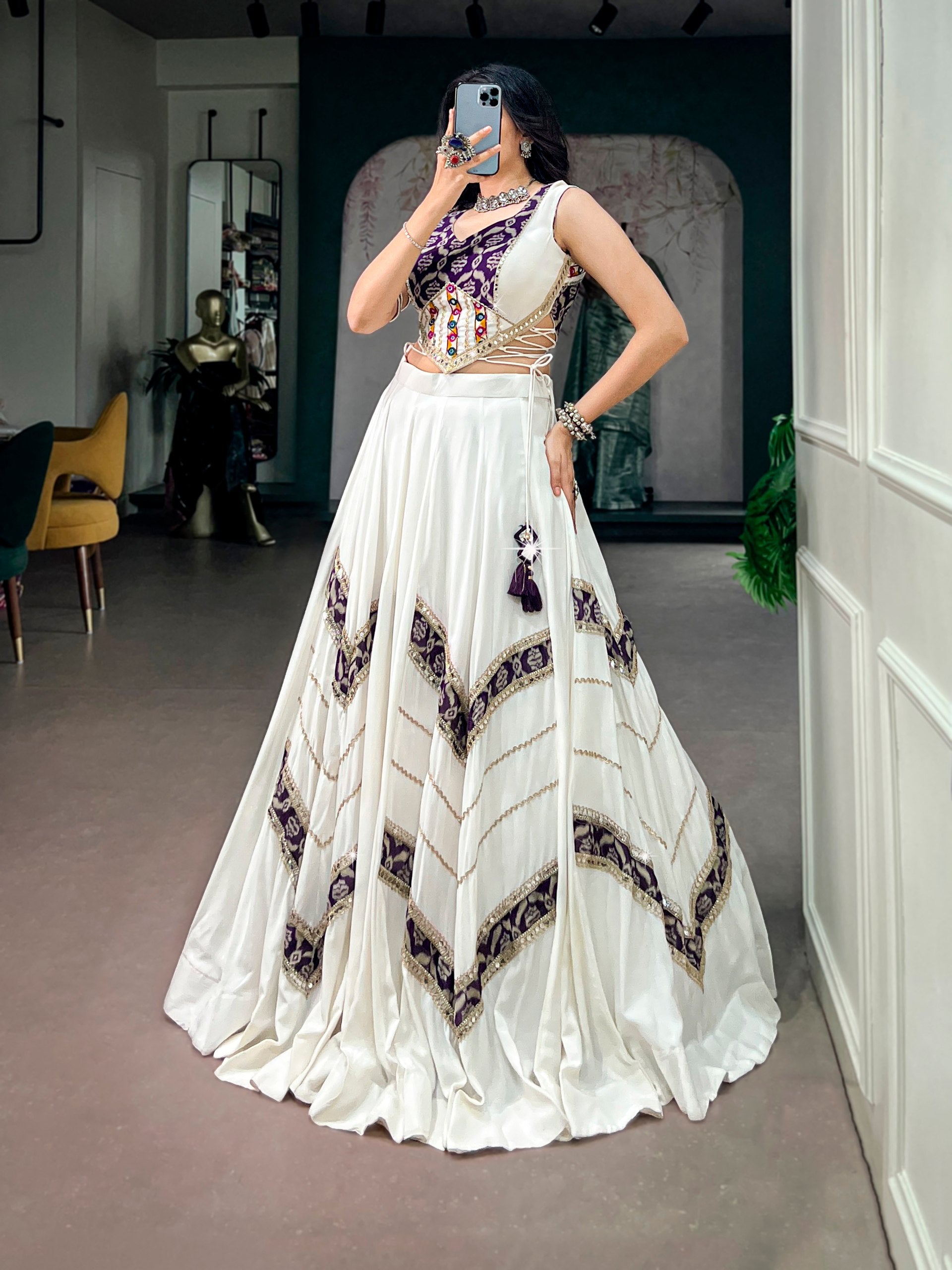 Prisha Rayon Gamthi Mirror Lehenga Choli