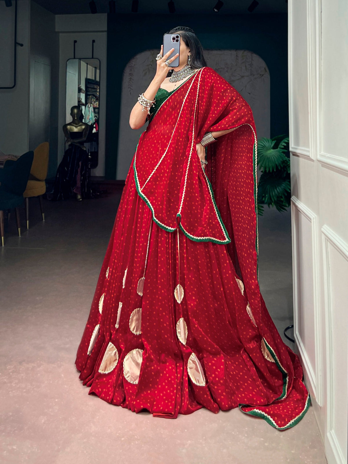 Kavisha Satin Chiffon Gotta Patch Lehenga Choli