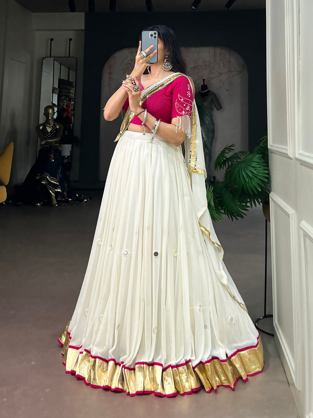 Anushka Rayon Mirror Work Lehenga Choli