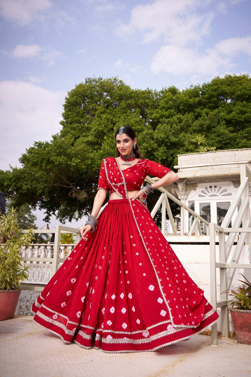 Diya Pure Chanderi Bandhej Lehenga Choli