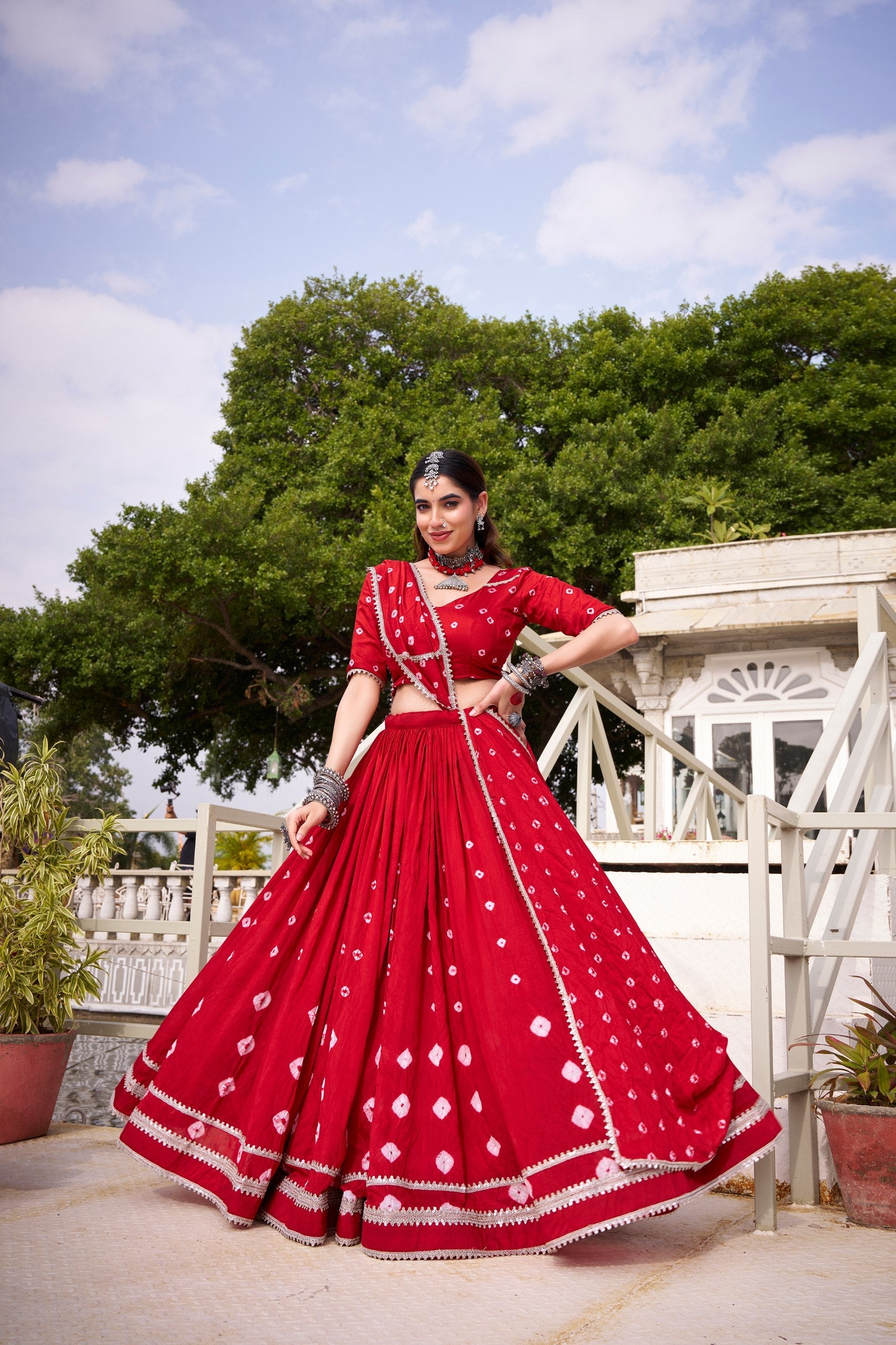 Diya Pure Chanderi Bandhej Lehenga Choli