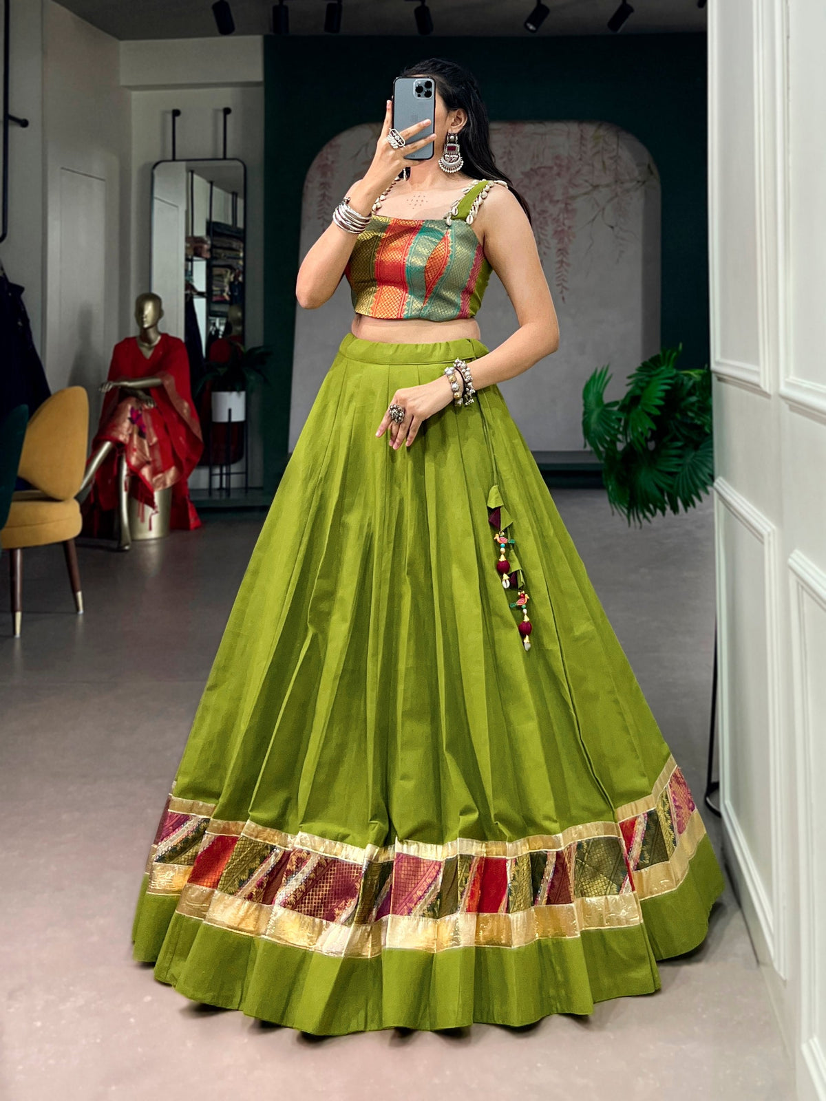 Anvika Cotton Zari Weaving Lehenga Choli