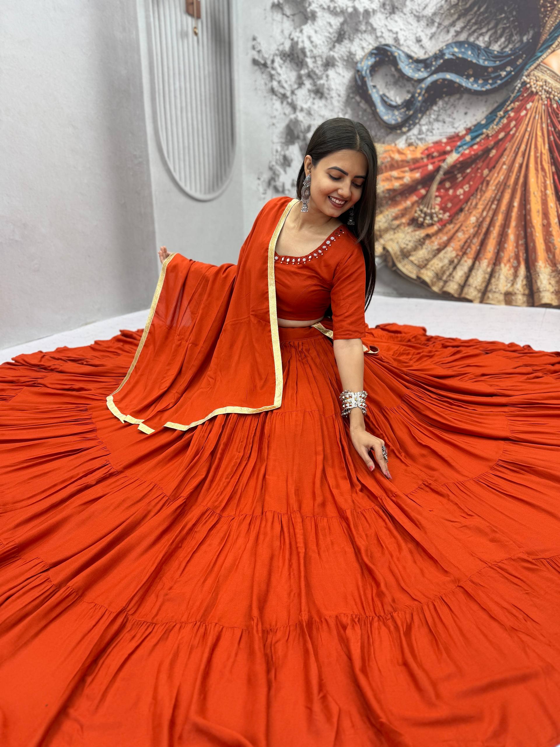 Niyara Rayon Cotton Mirror Work Lehenga Choli