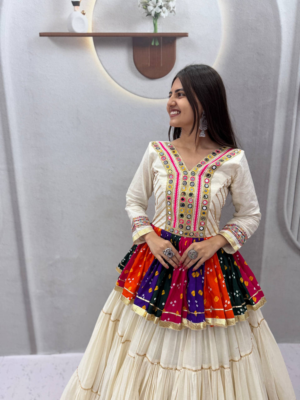 Vamika Pure Cotton Gamthi Mirror Lehenga Choli