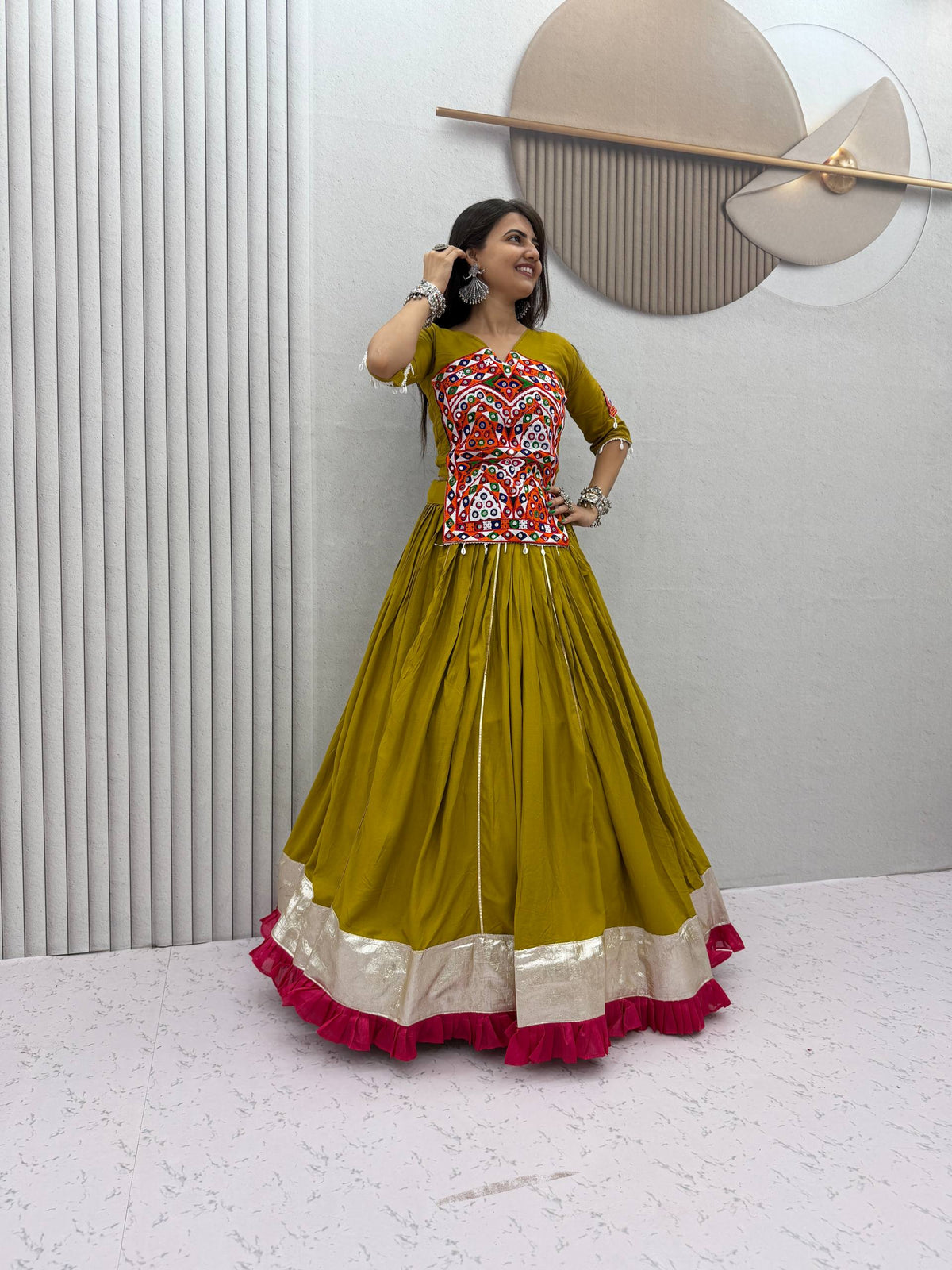 Vaidehi Pure Cotton Gamthi Mirror Lehenga Choli
