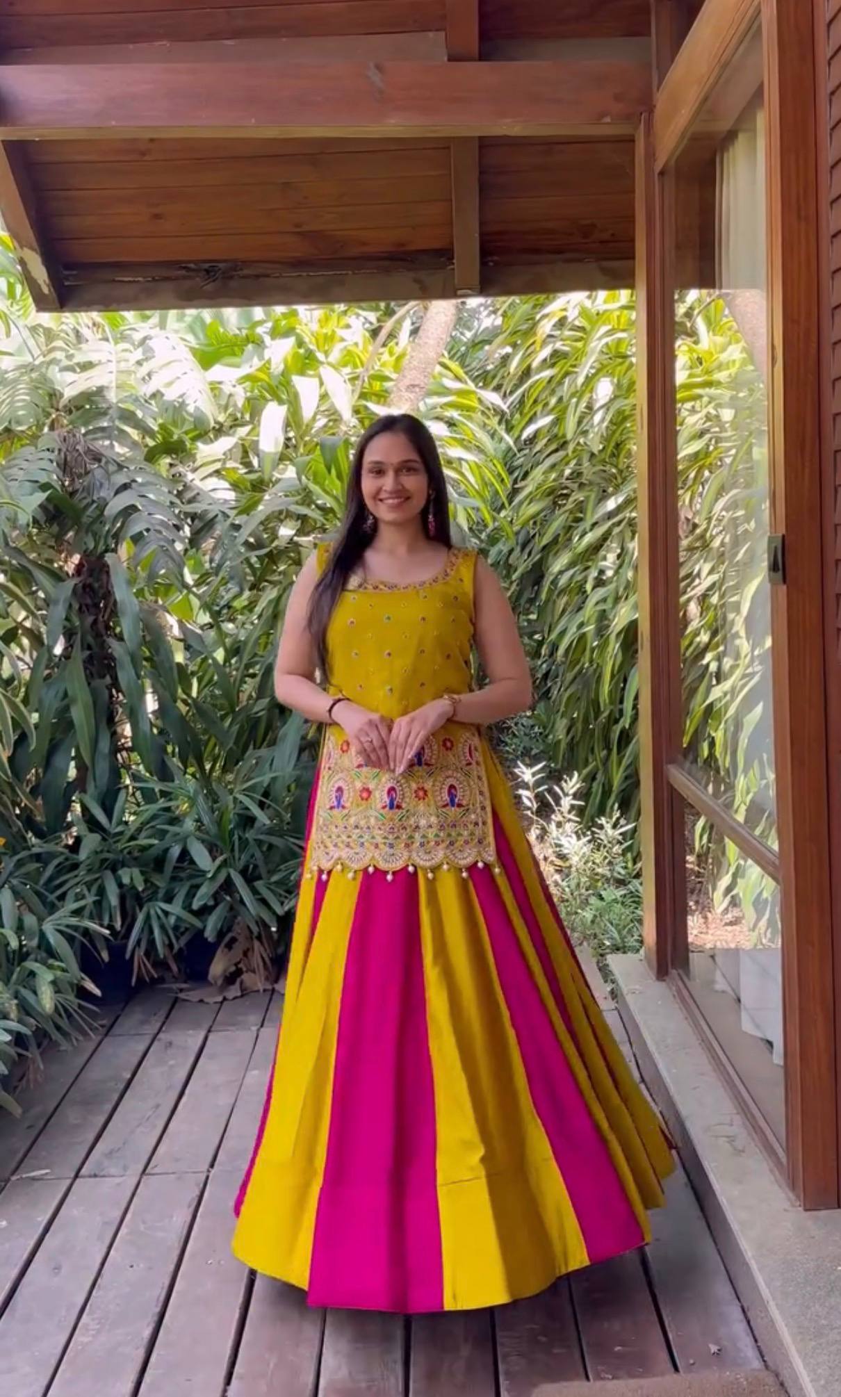 Aashvi Vichitra Silk Heavy Thread Shrug Lehenga Choli