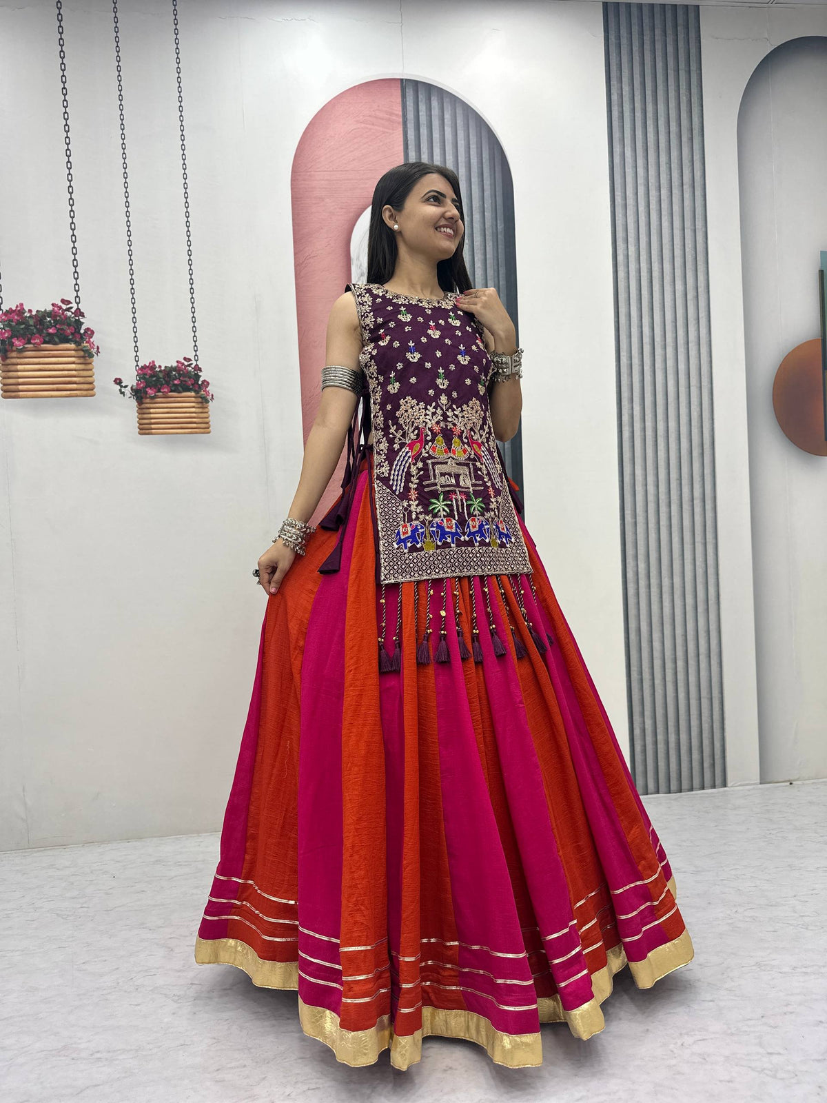Sharvani Vichitra Silk Heavy Thread Shrug Lehenga Choli