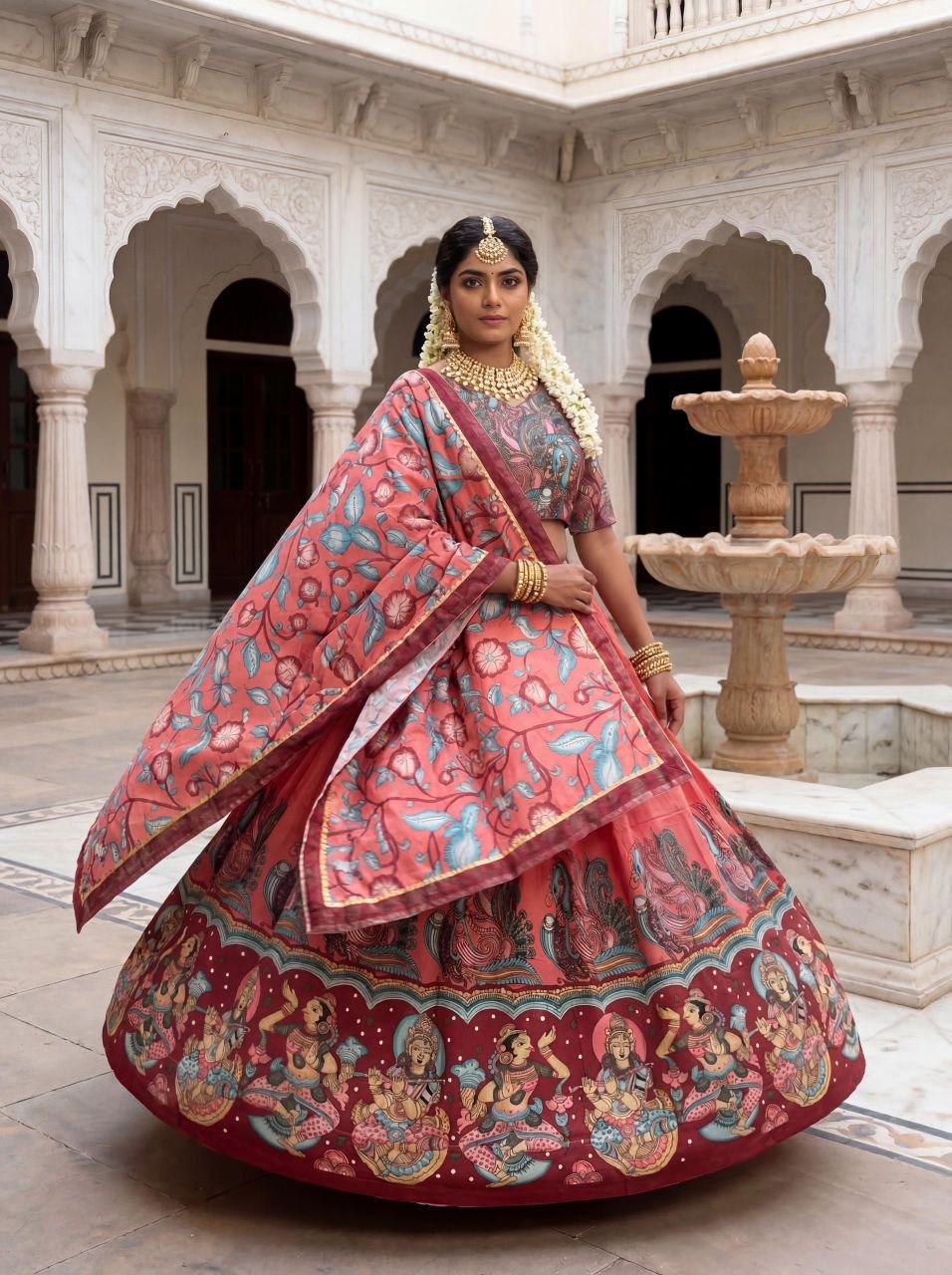 Aadhvika Chent Crep Kalamkari Lehenga Choli