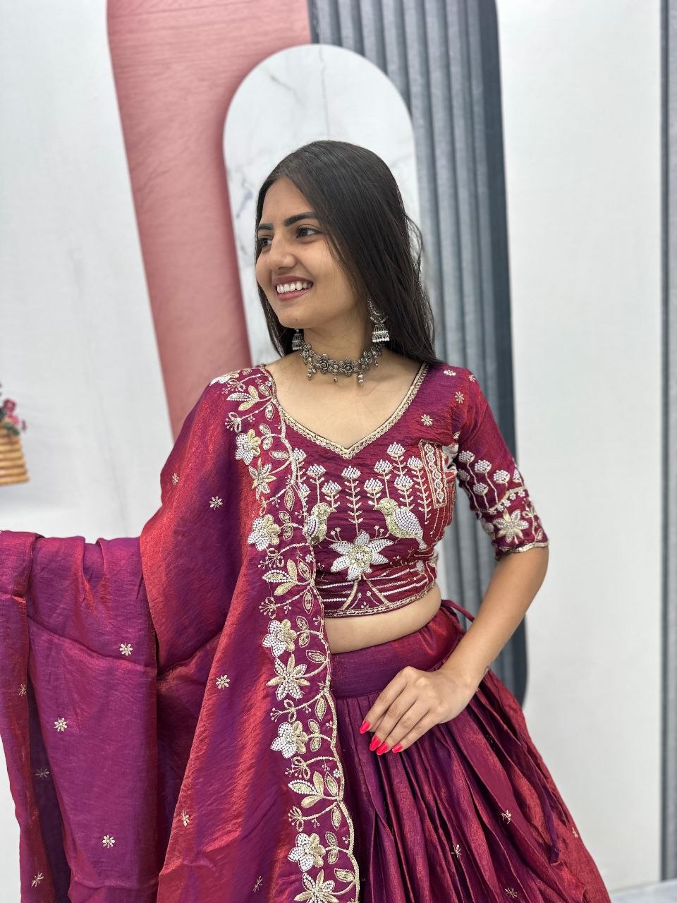 Zareen To Glass Silk Embroidery Lehenga Choli