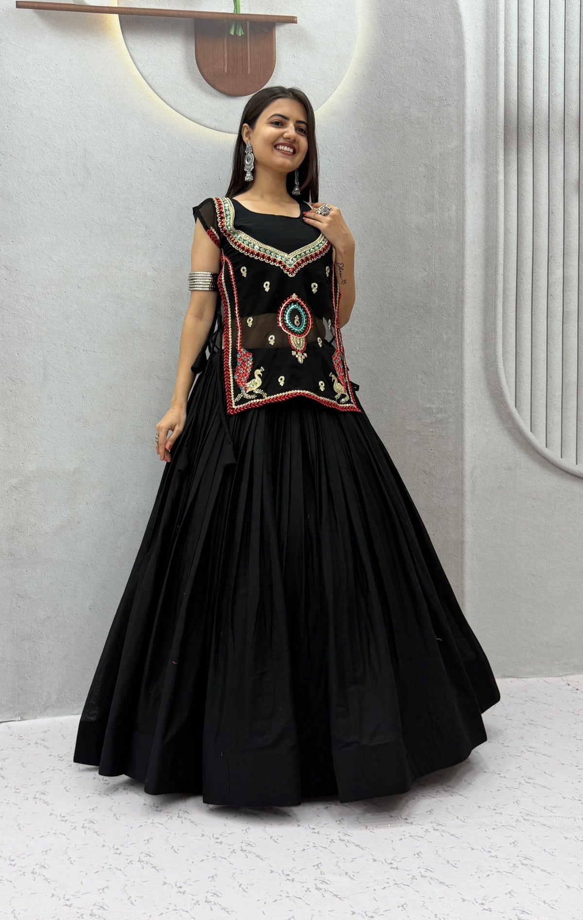 Eshwari Pure Khadi Cotton Embroidery Shrug Lehenga Choli