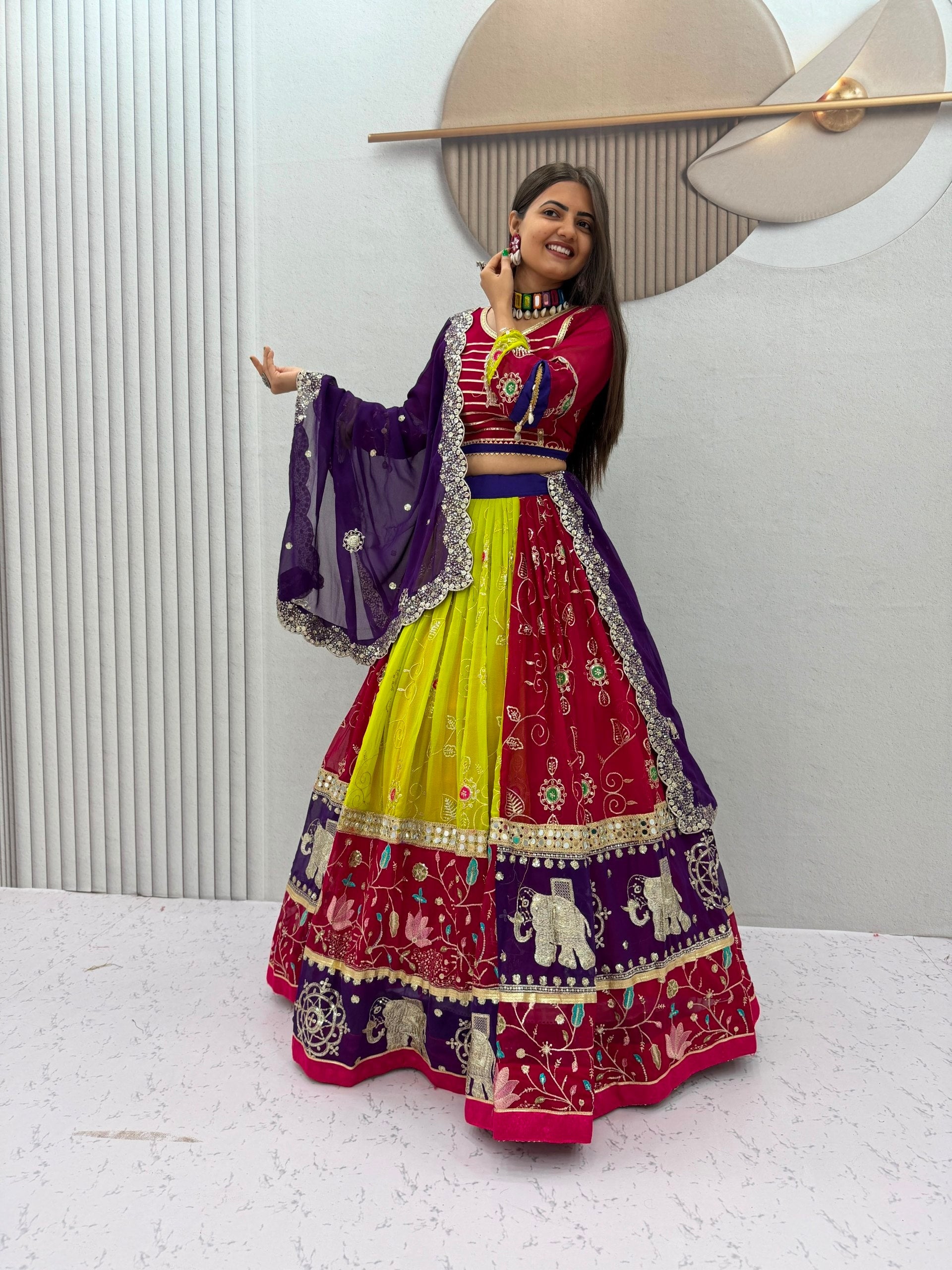 Ruhanika Fox Georgette Mirror Work Lehenga Choli