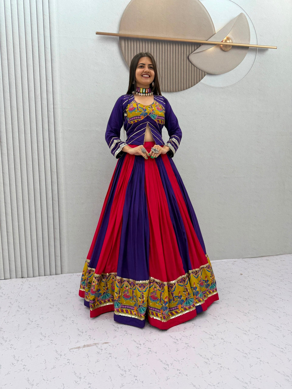 Samyukta Rion Cotton Mirror Work Lehenga Choli